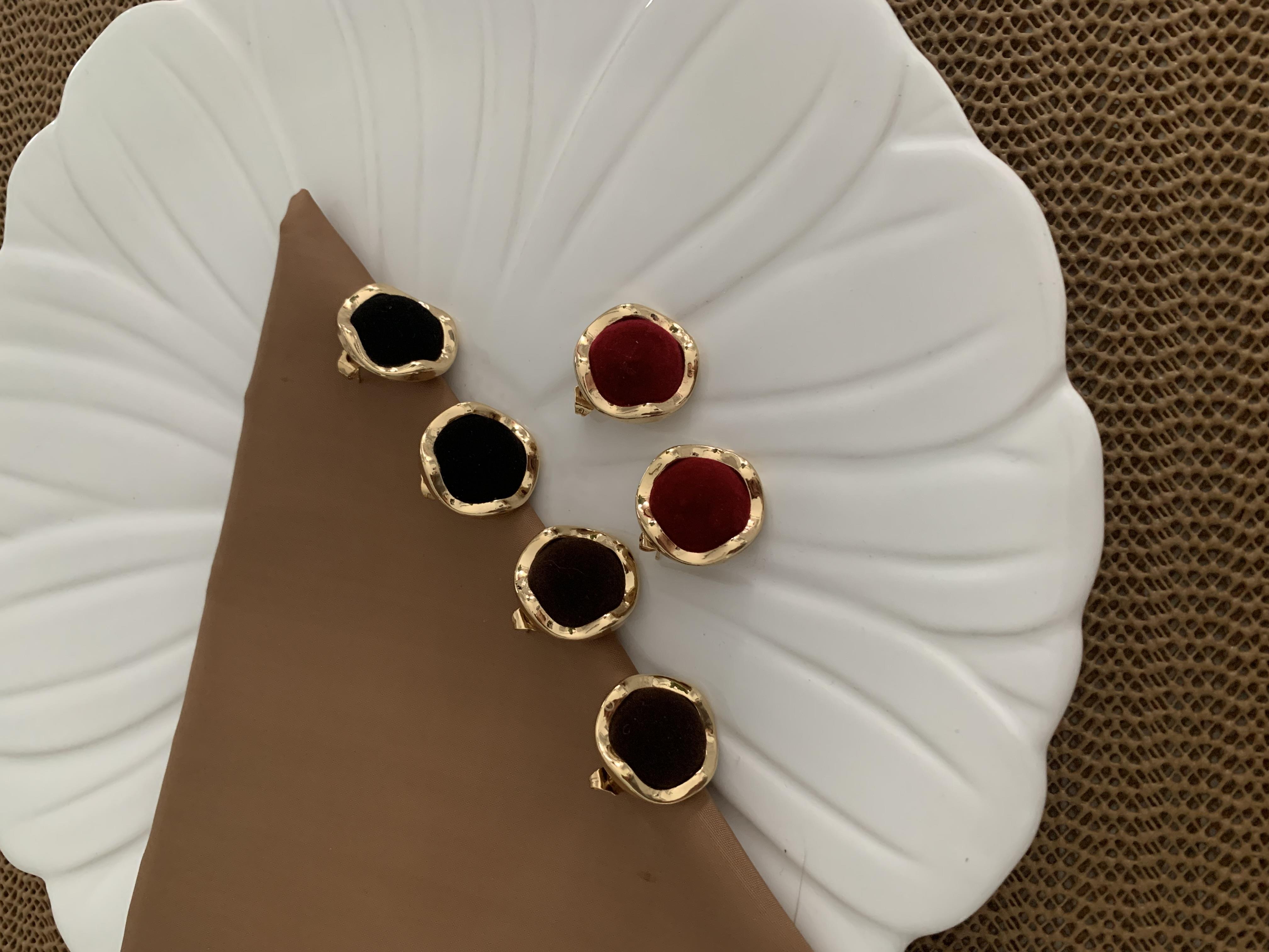 Özel Seri Kadife Daire Tasarım Küpe