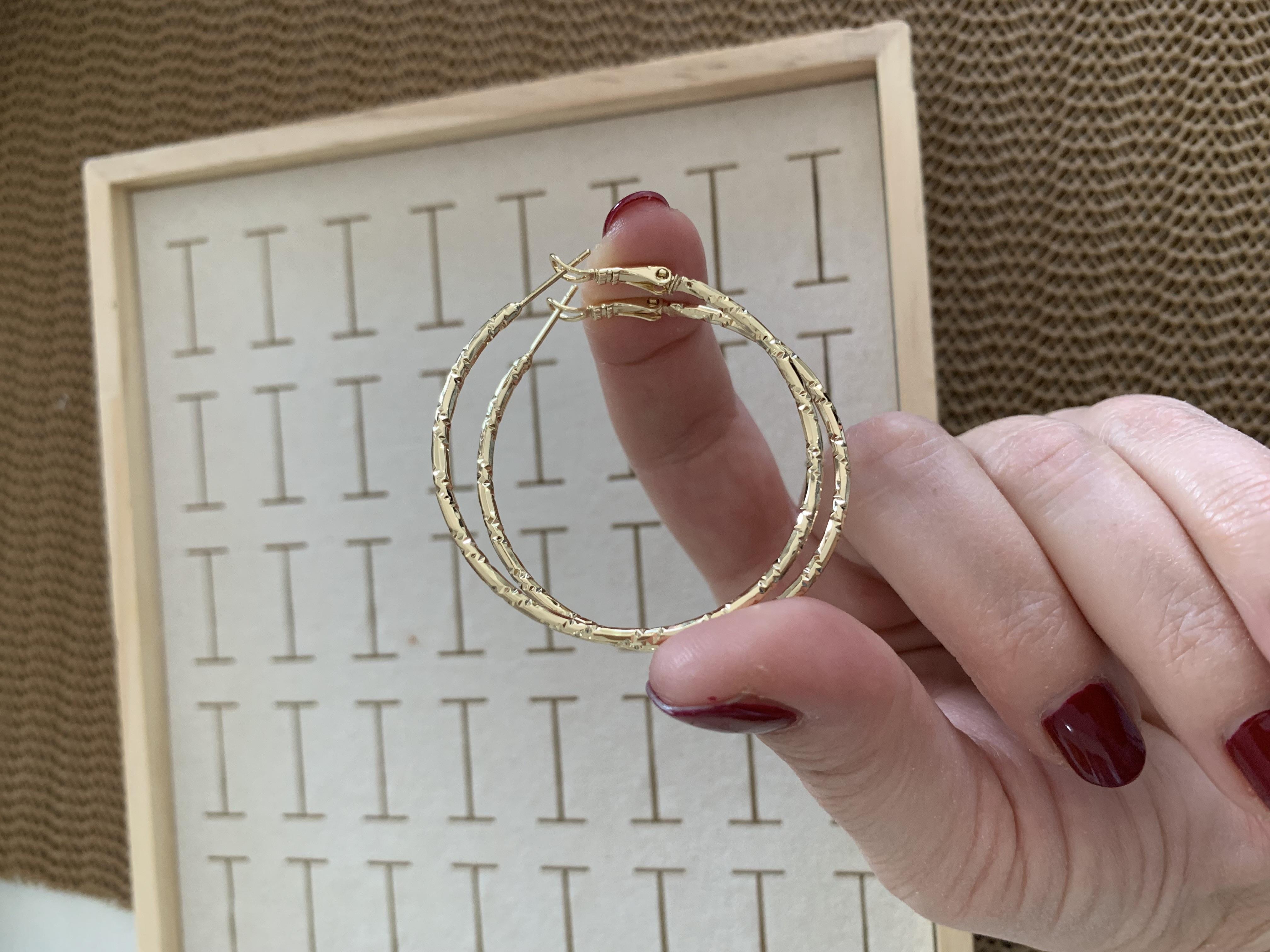 Vip Gold 4 Cm Pırıltılı Halka Küpe