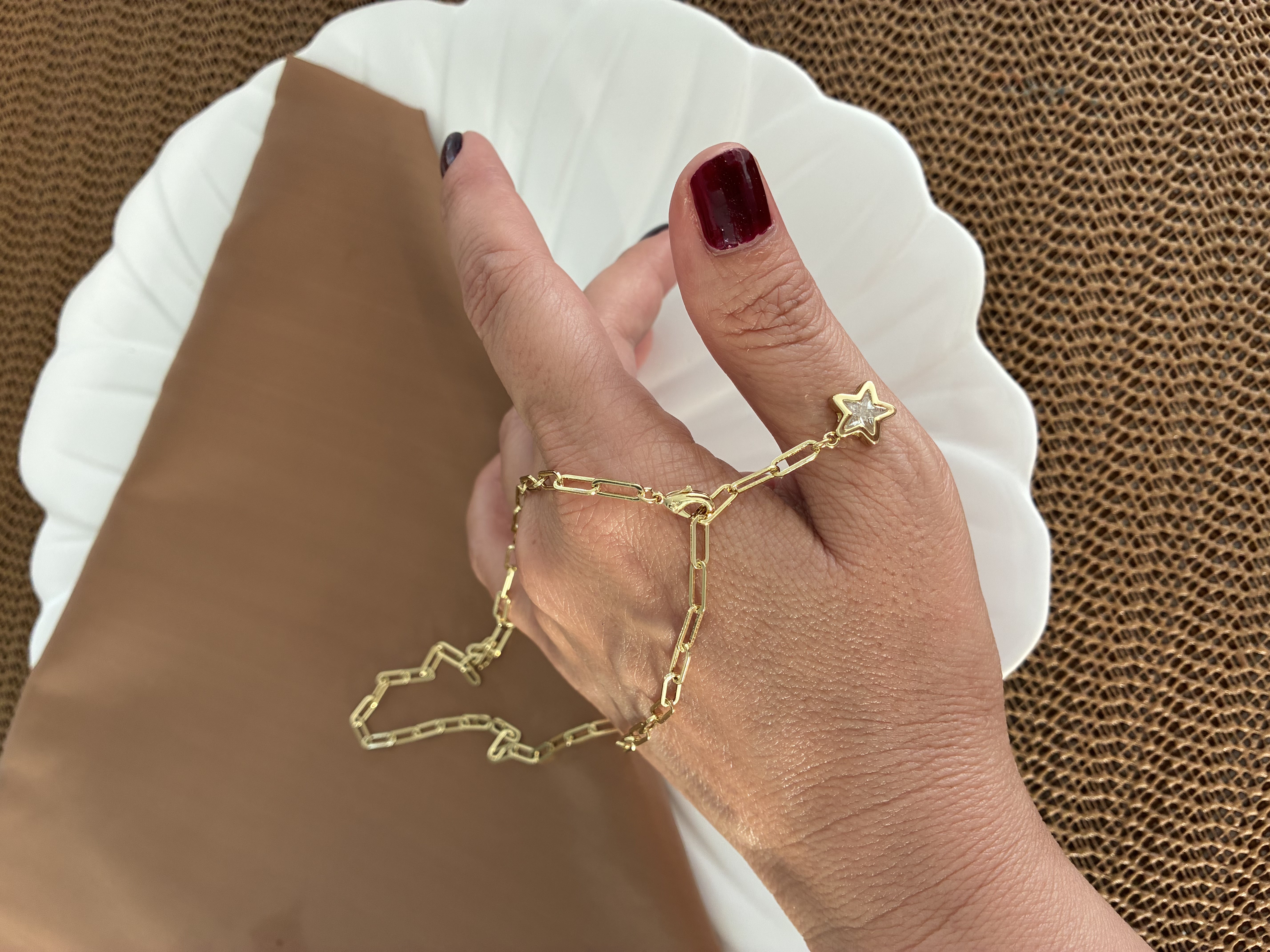Vip Gold 45 Cm Ataç Zincir Gömme Tek Taşlı Yıldız Y Kolye