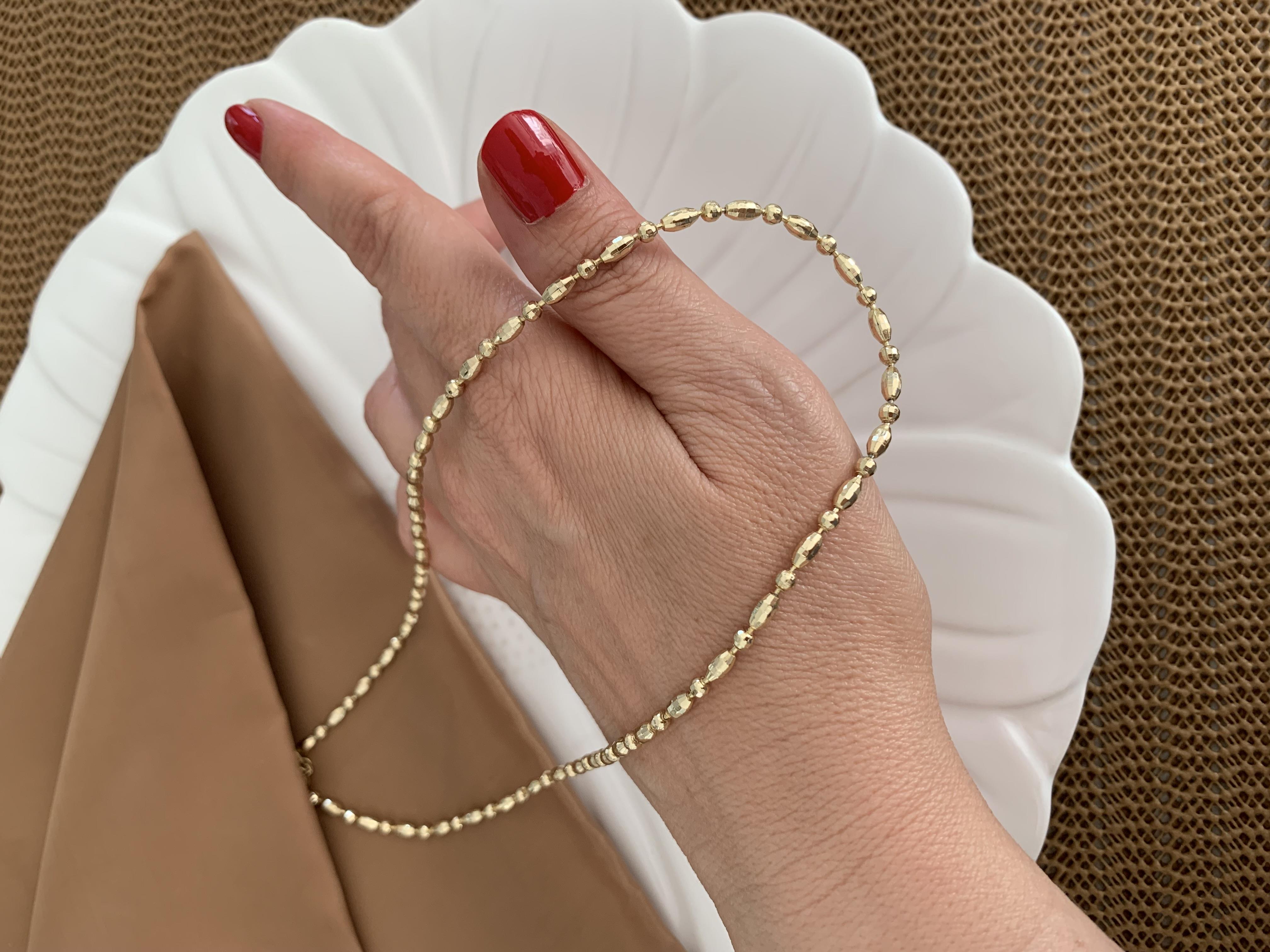 Vip Gold 45 Cm Pırıltılı Yassı Topçuk Sıralı Kolye