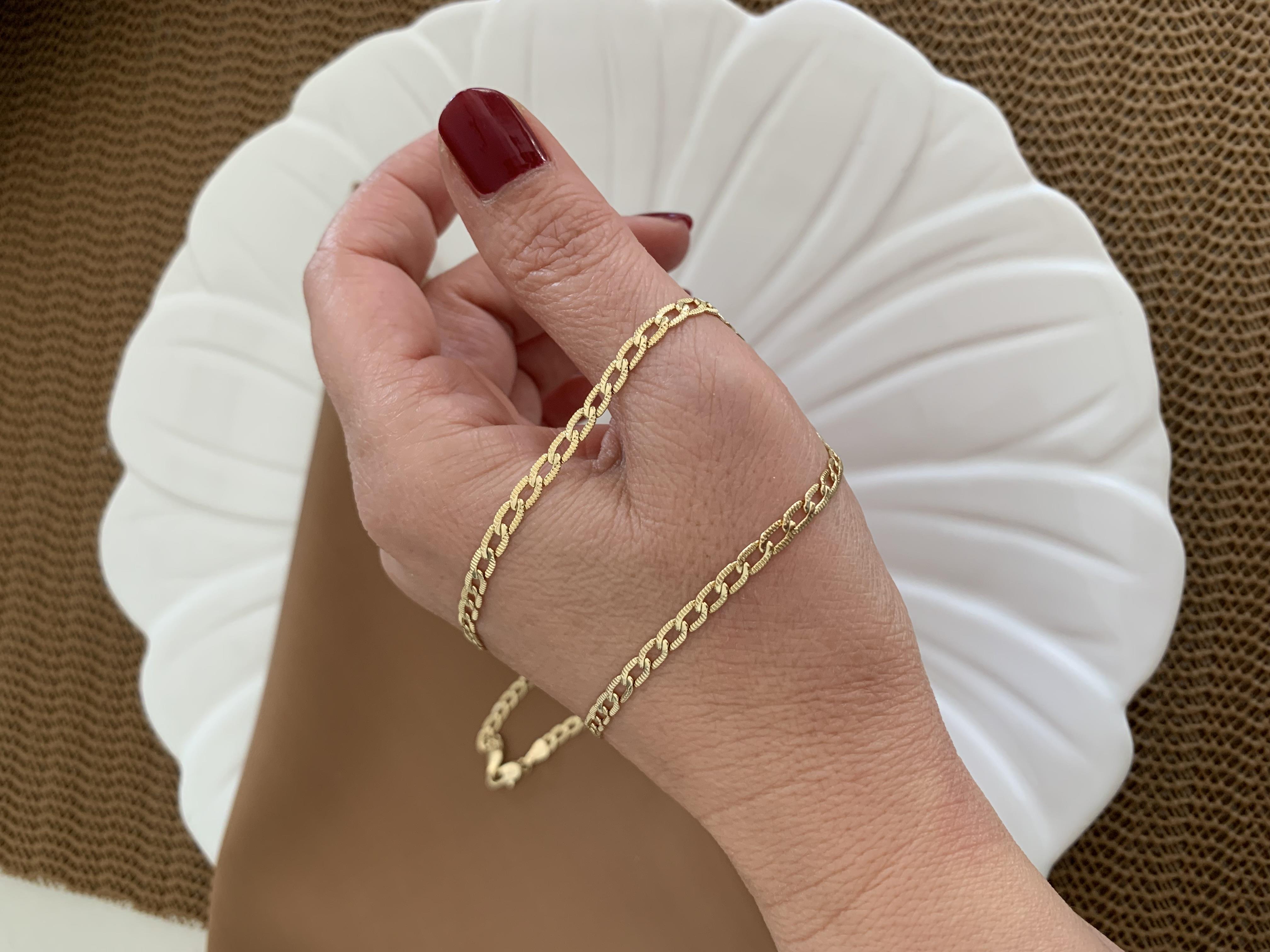 Vip Gold 55 Cm İnce Hasır Örgü Zincirli Kolye