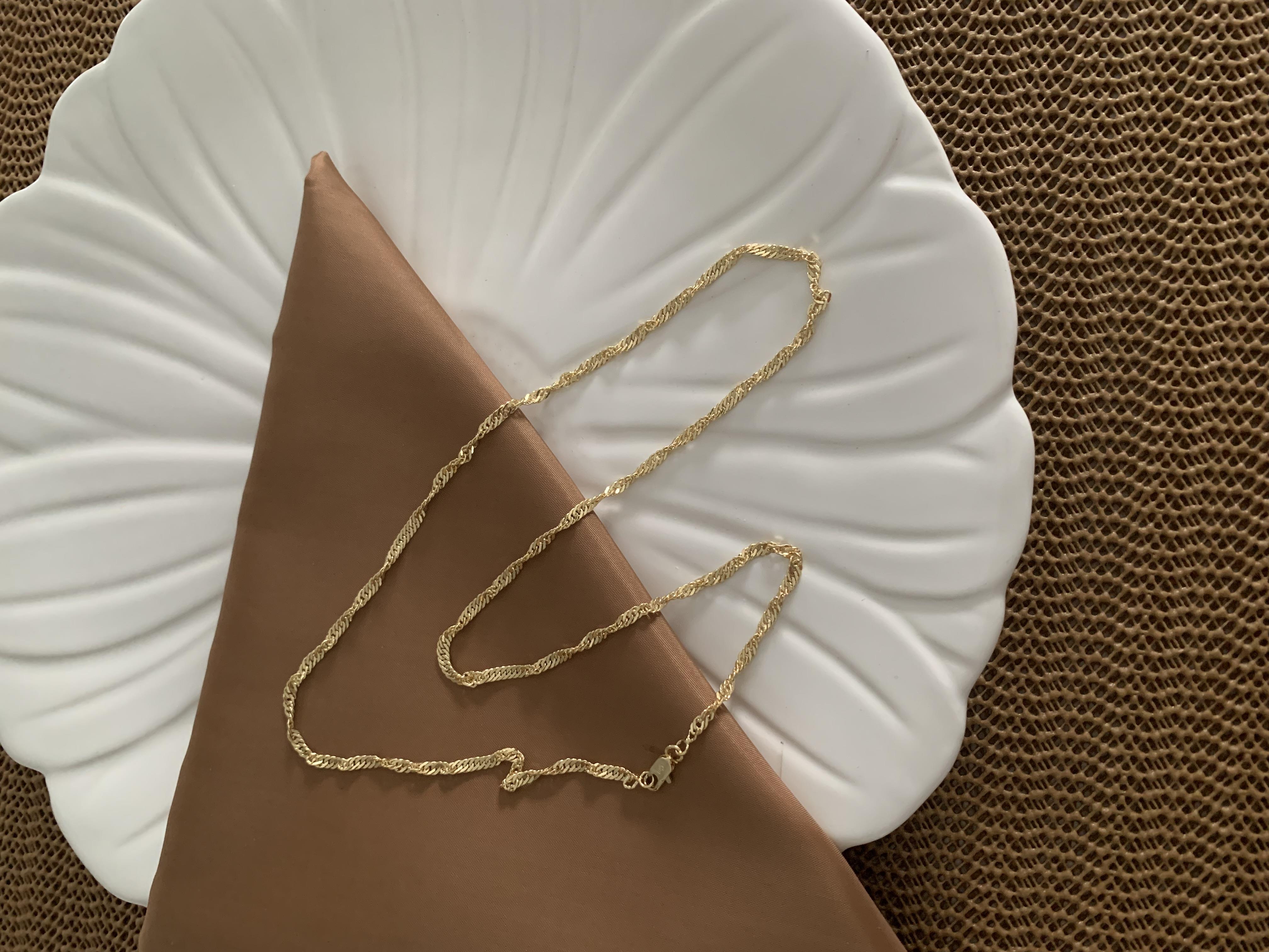 Vip Gold 58 Cm Pırıltılı Seyrek Burgu Zincir Kolye