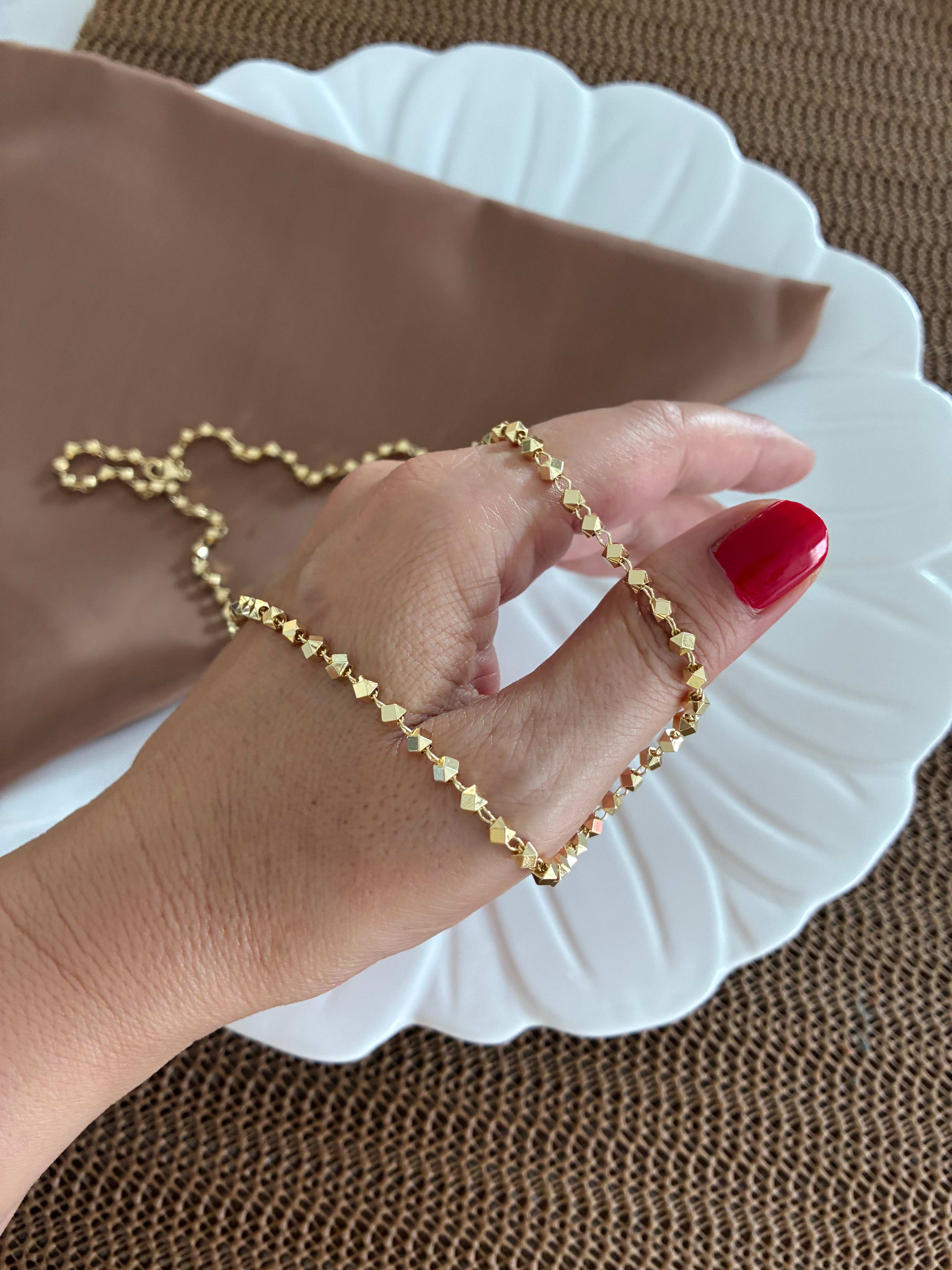 Vip Gold 60 Cm Küp Sıralı Kolye