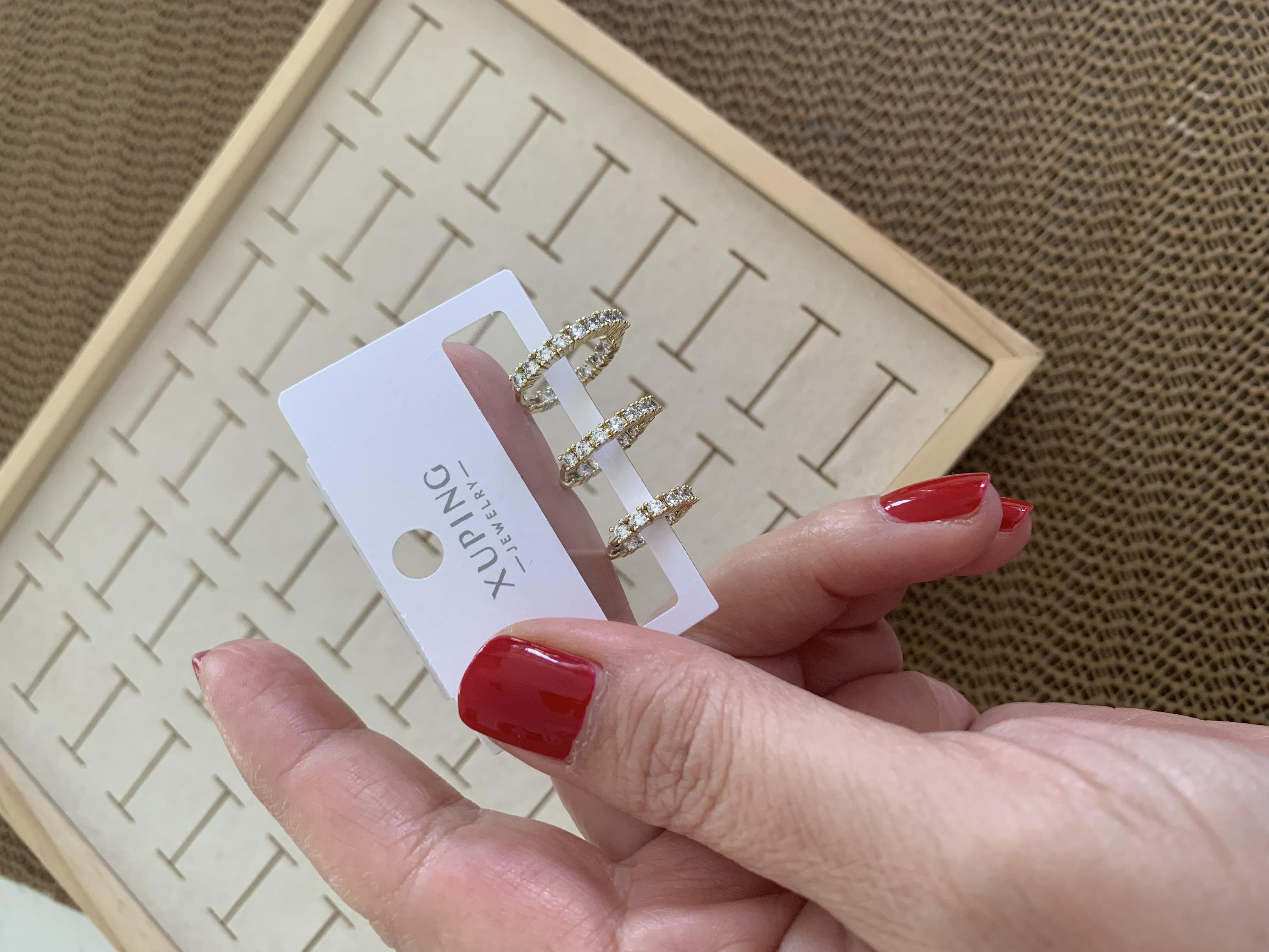 Vip Gold Baget Taşlı Su Yolu Üçlü Set Halka Küpe