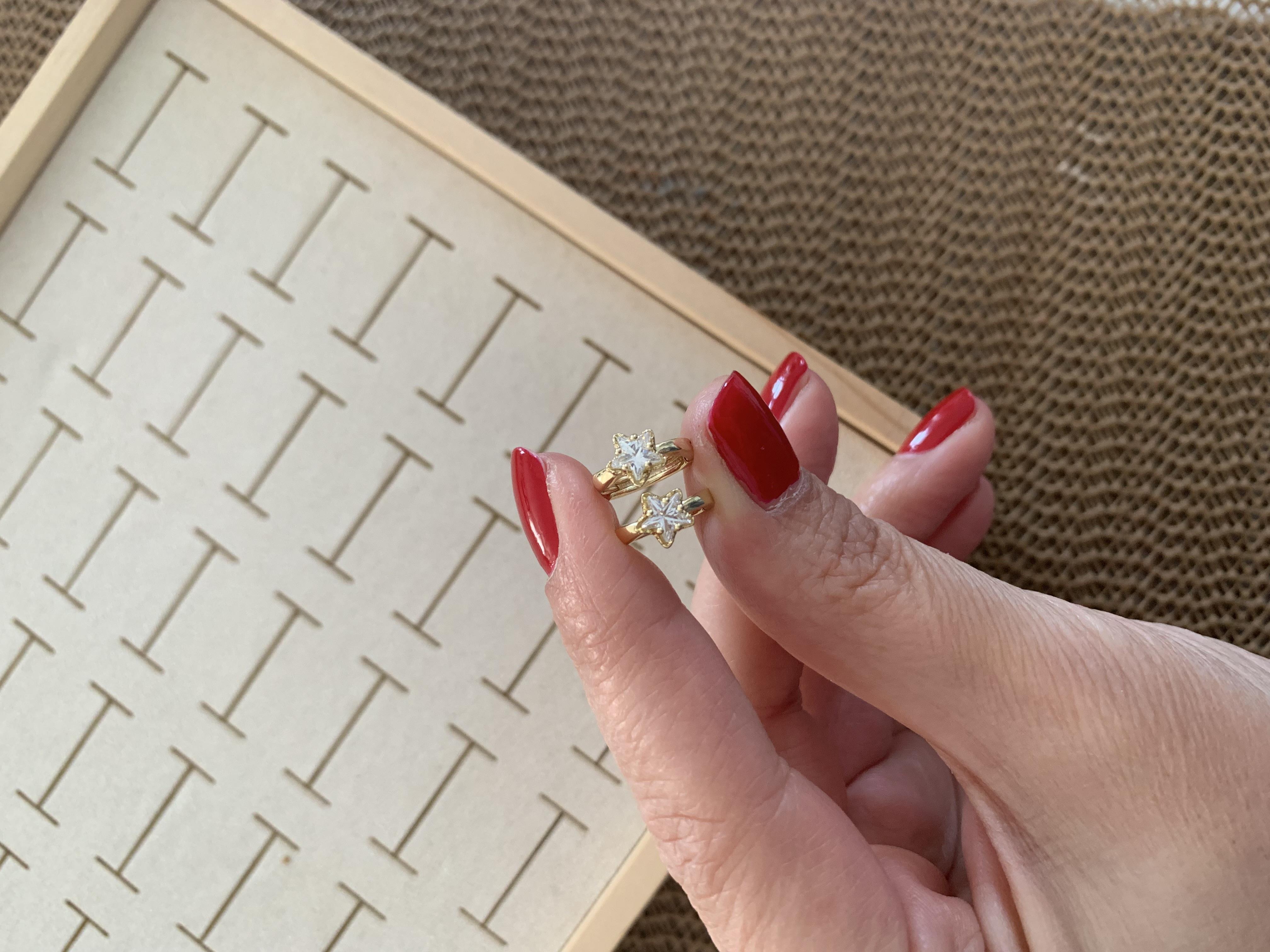 Vip Gold Baget Tek Taşlı Yıldız Halka Küpe
