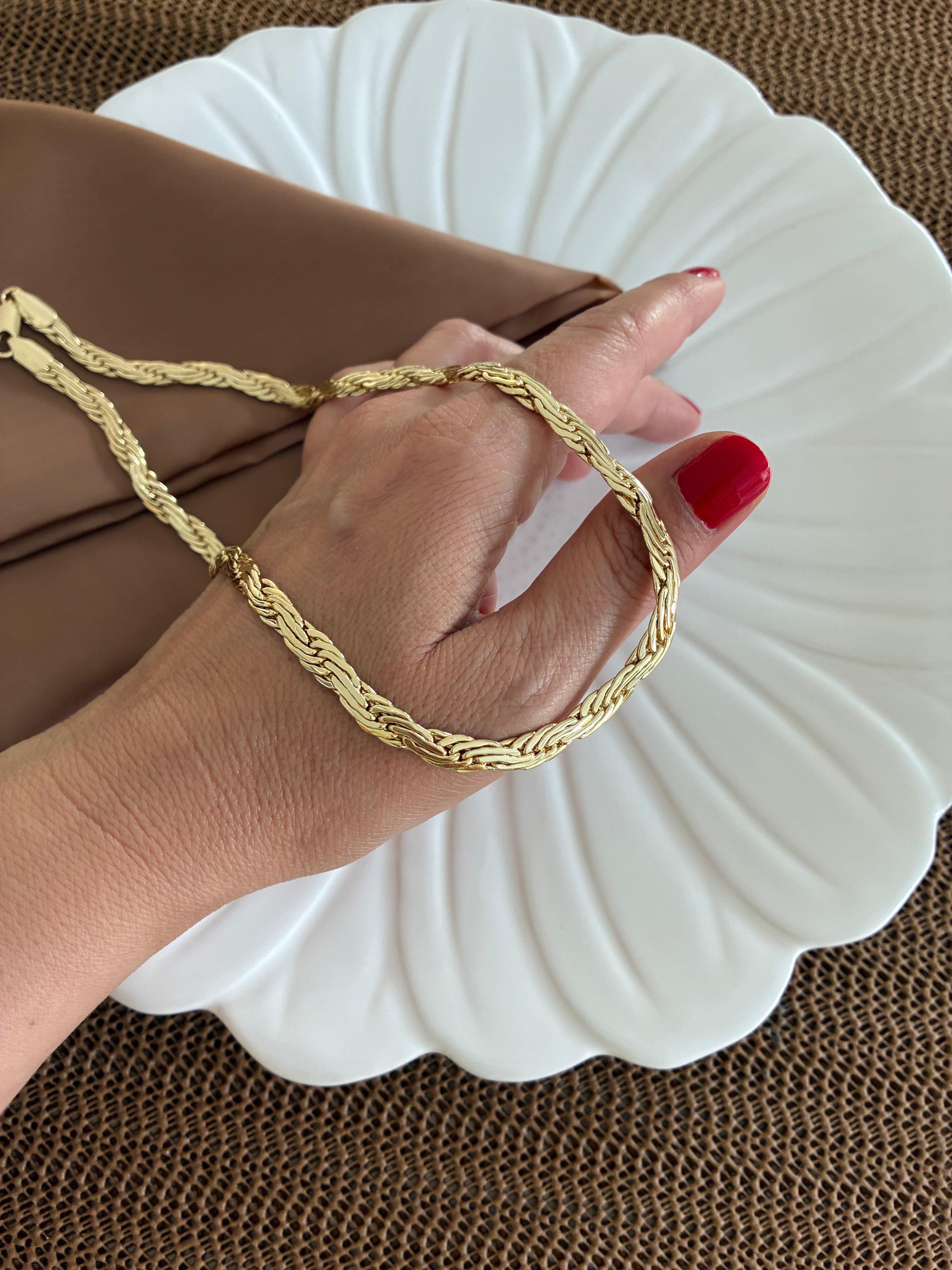 Vip Gold İç İçe Geçme S Zincirli Kolye