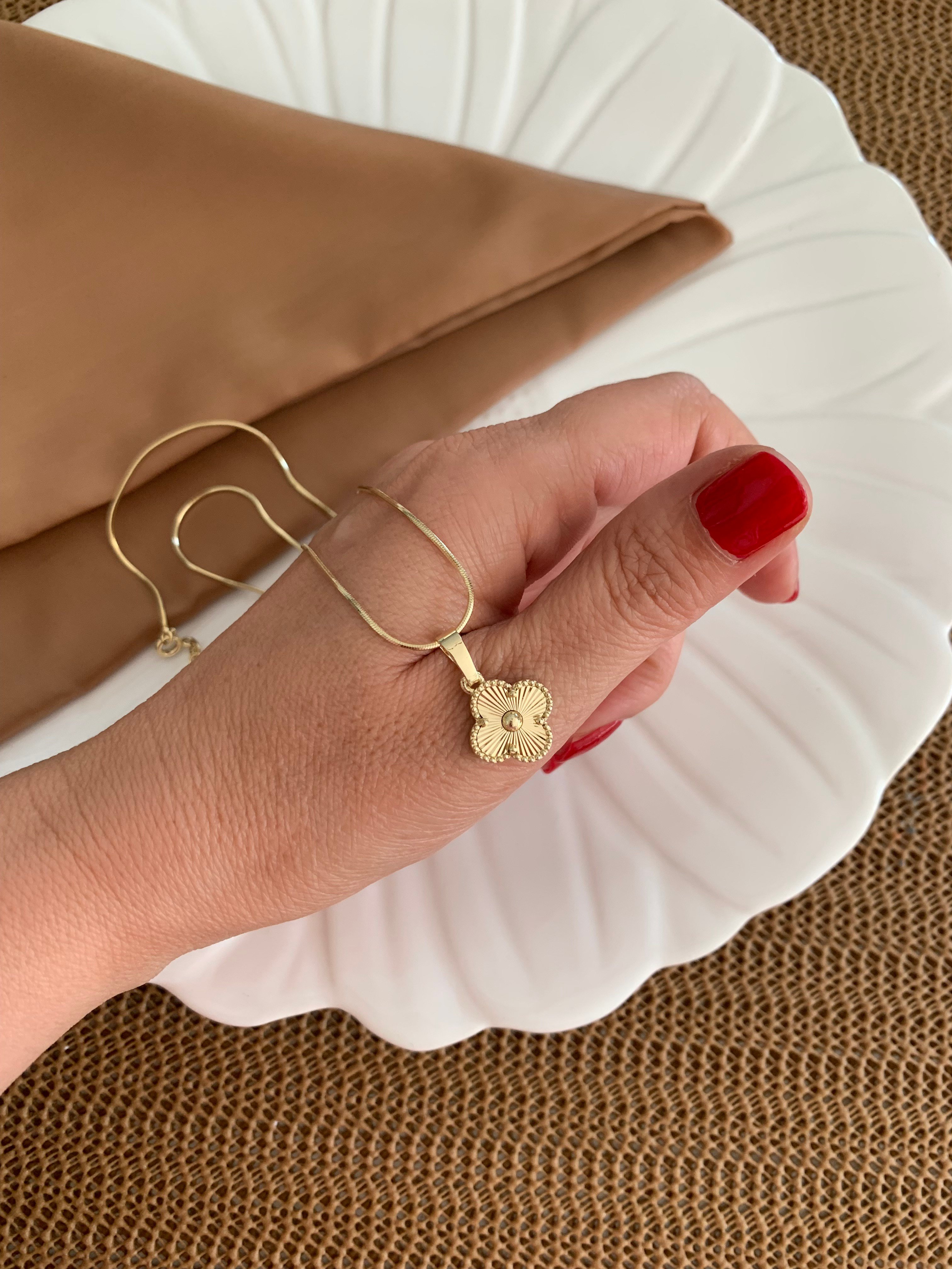 Vip Gold İnce İtalyan Zincirli Yonca Kolye