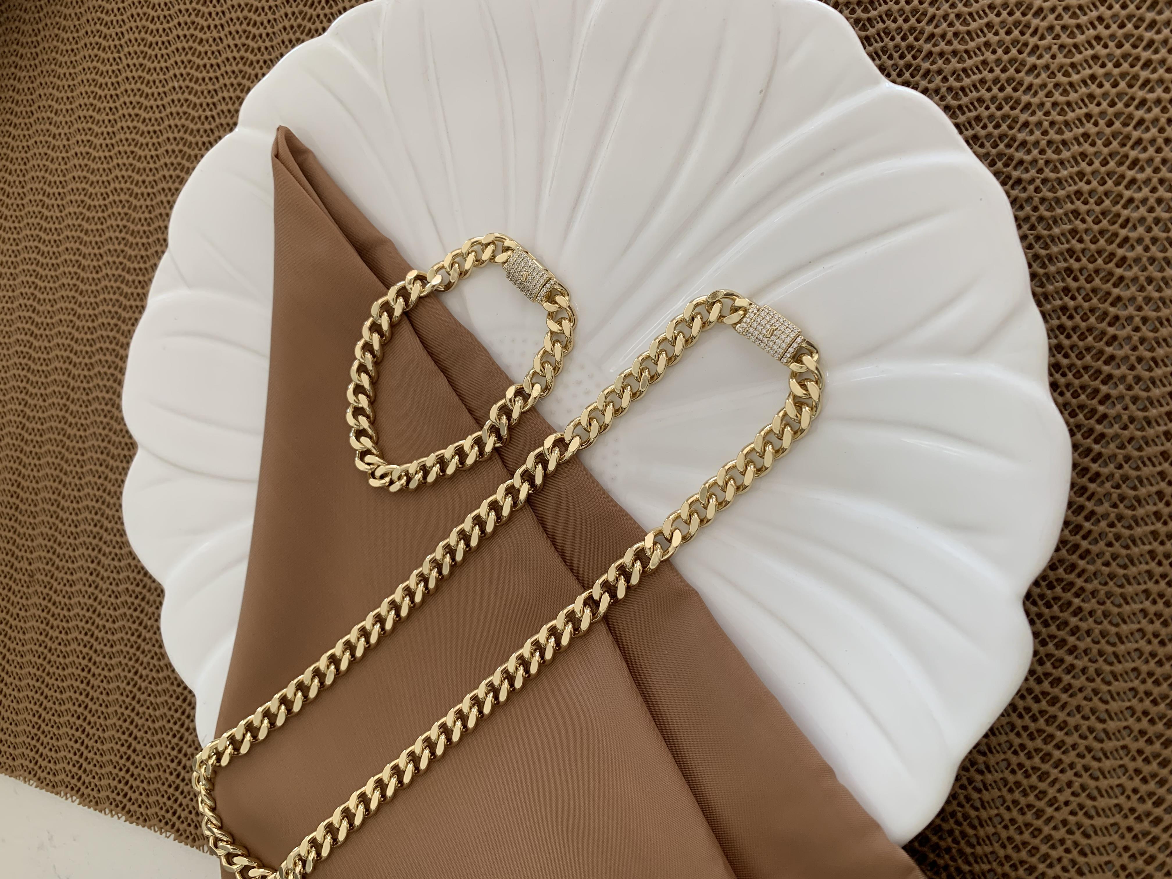 Vip Gold İnce Kesme Zincir Gurmet Kolye Bileklik Set