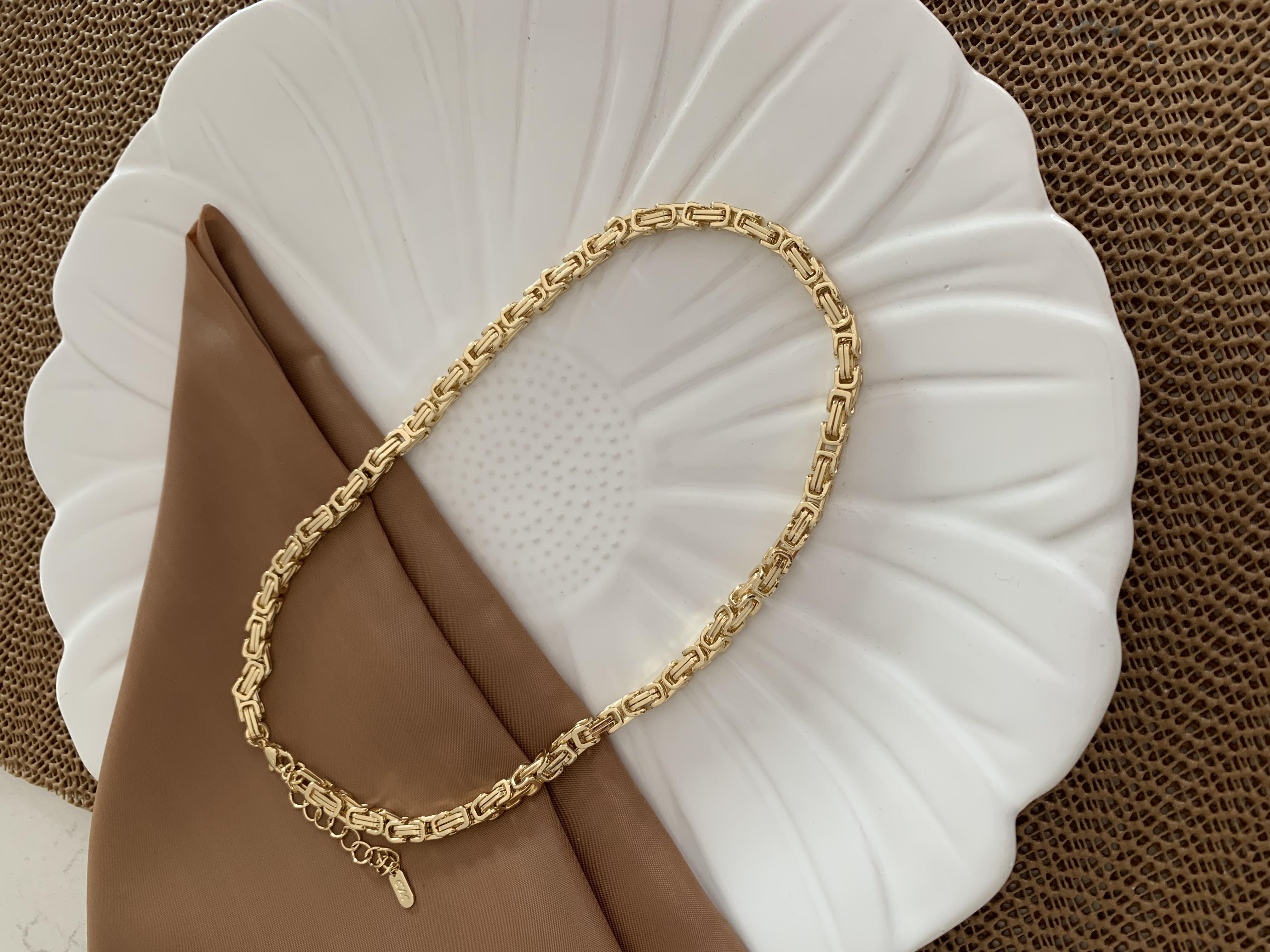 Vip Gold Kalın İç İçe Geçme S Tasarım Kolye