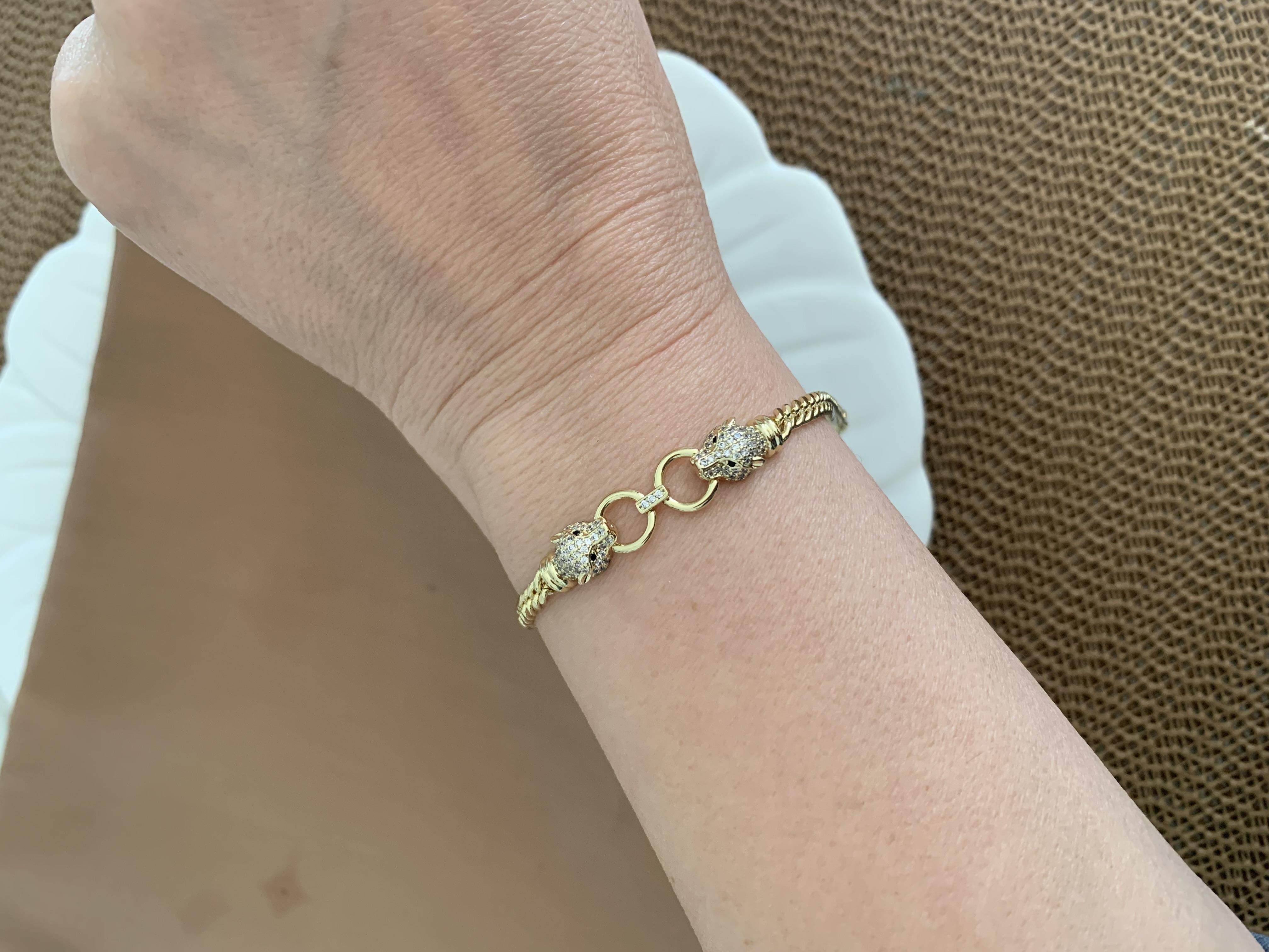 Vip Gold Klasik Zincir Zirkon Taşlı Küçük Aslan Figürlü Bileklik