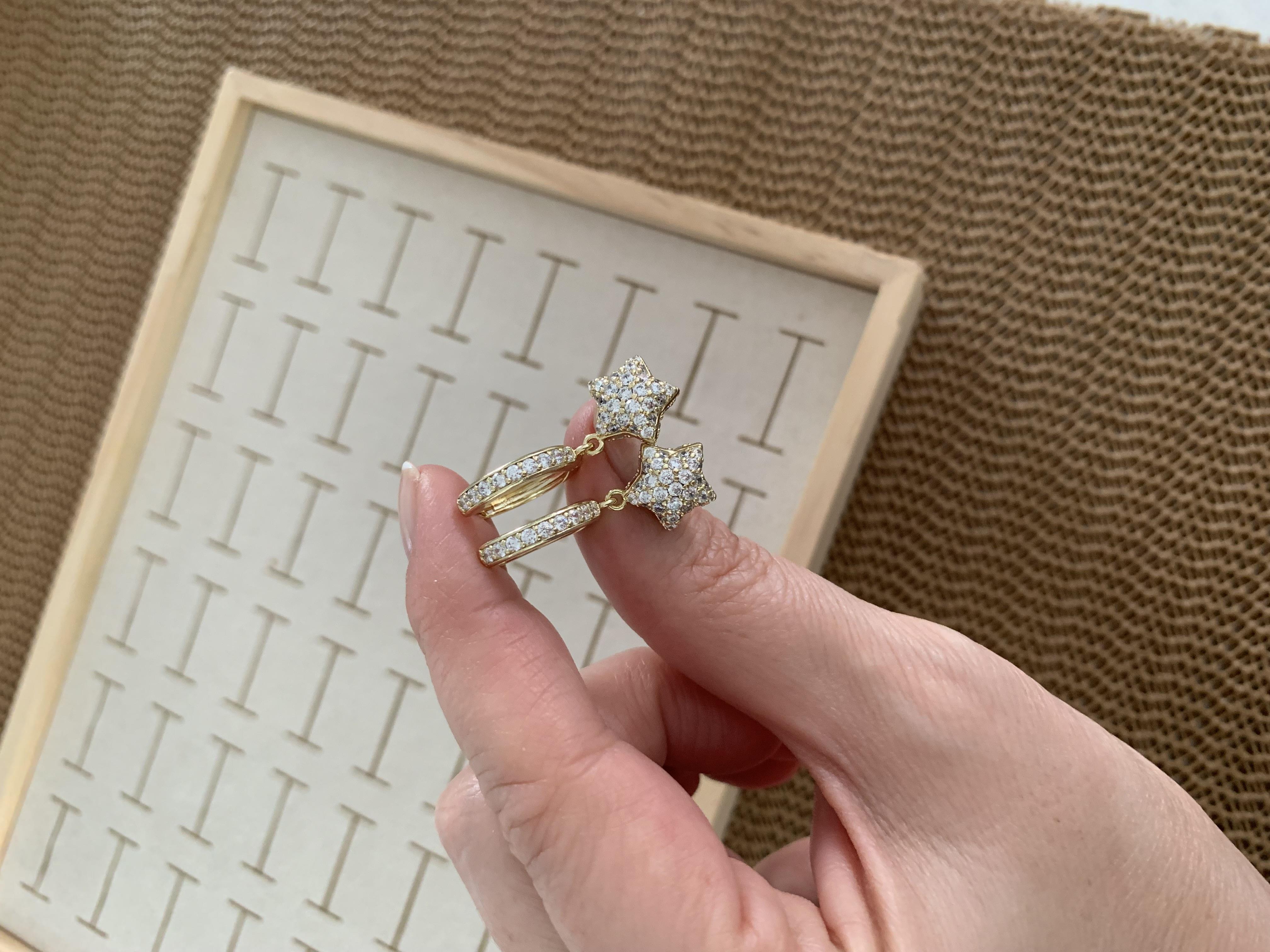 Vip Gold Komple Zirkon Taşlı Küçük Yıldız Küpe
