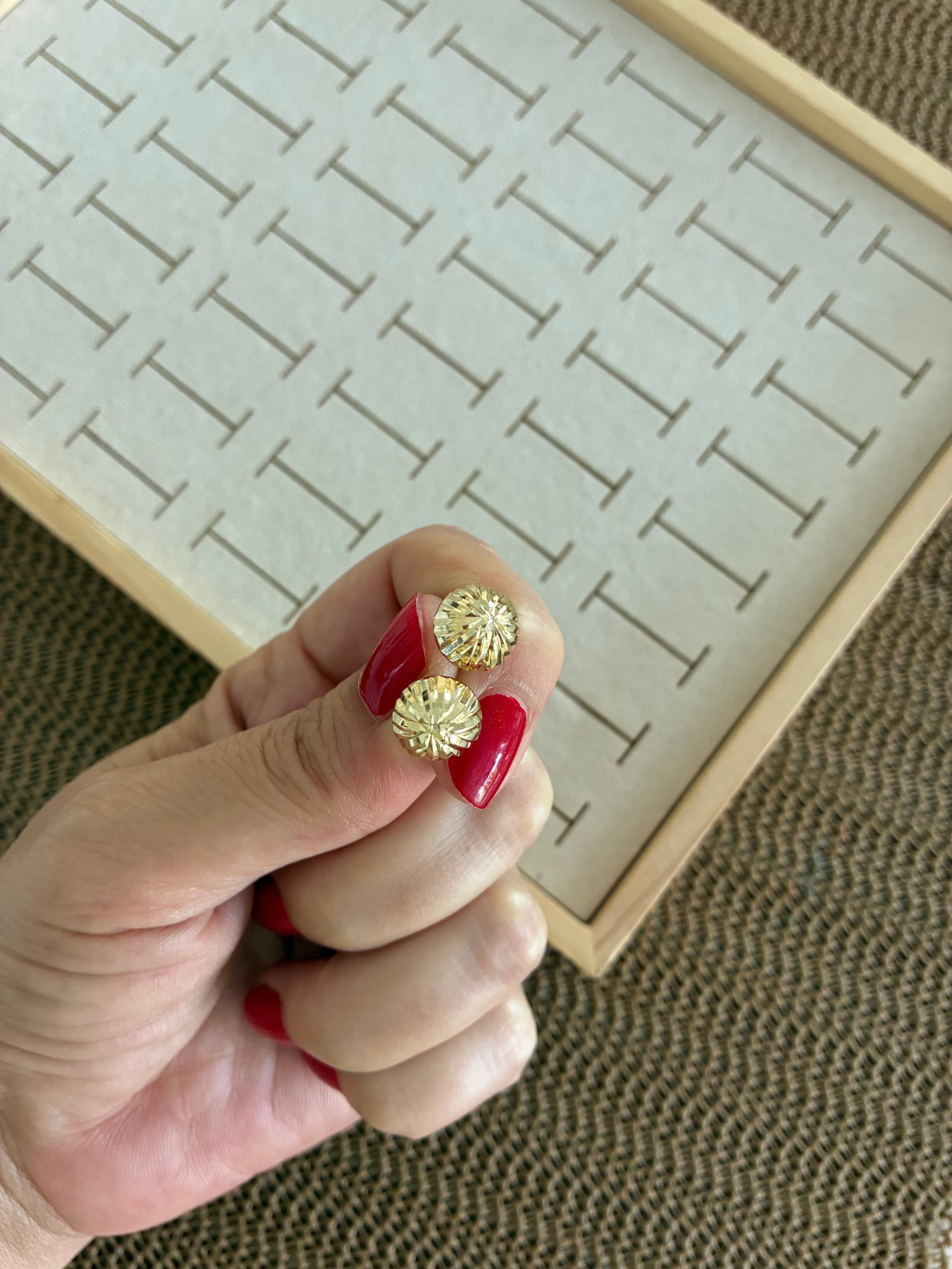 Vip Gold Pırıltı Çizgili Daire Küpe