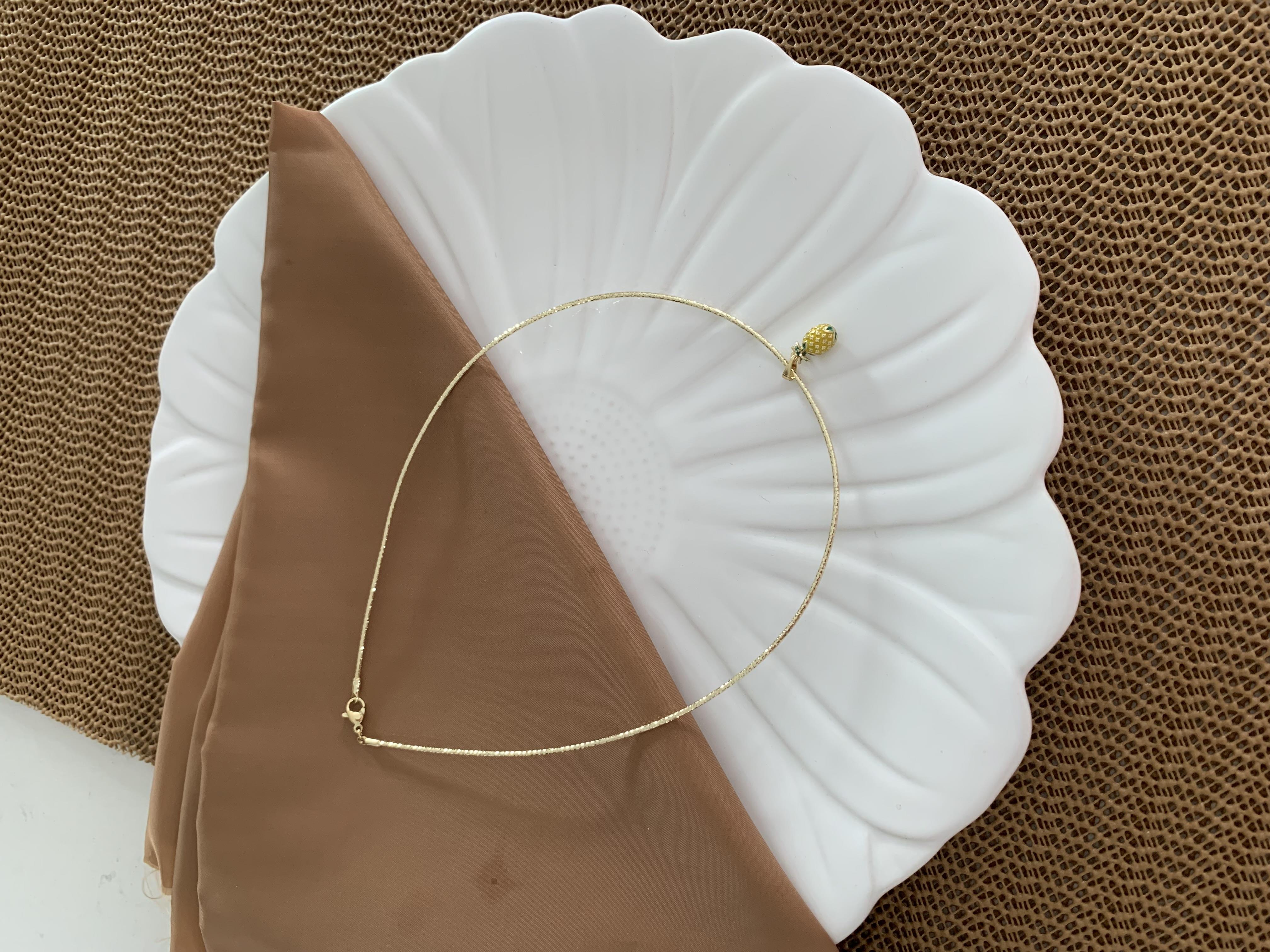 Vip Gold Pırıltılı Ananas Cocher Kolye