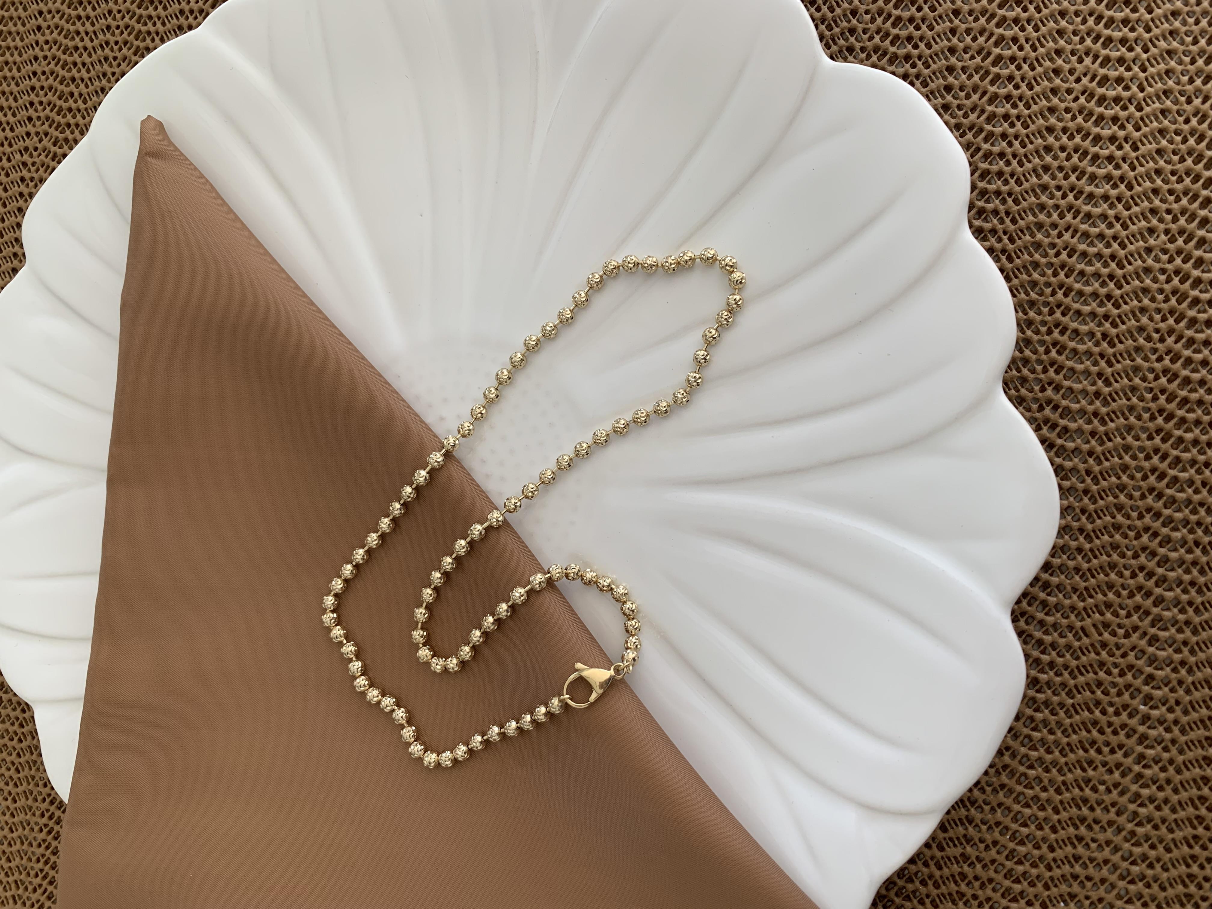 Vip Gold Pırıltılı Disko Topçuklu Kolye