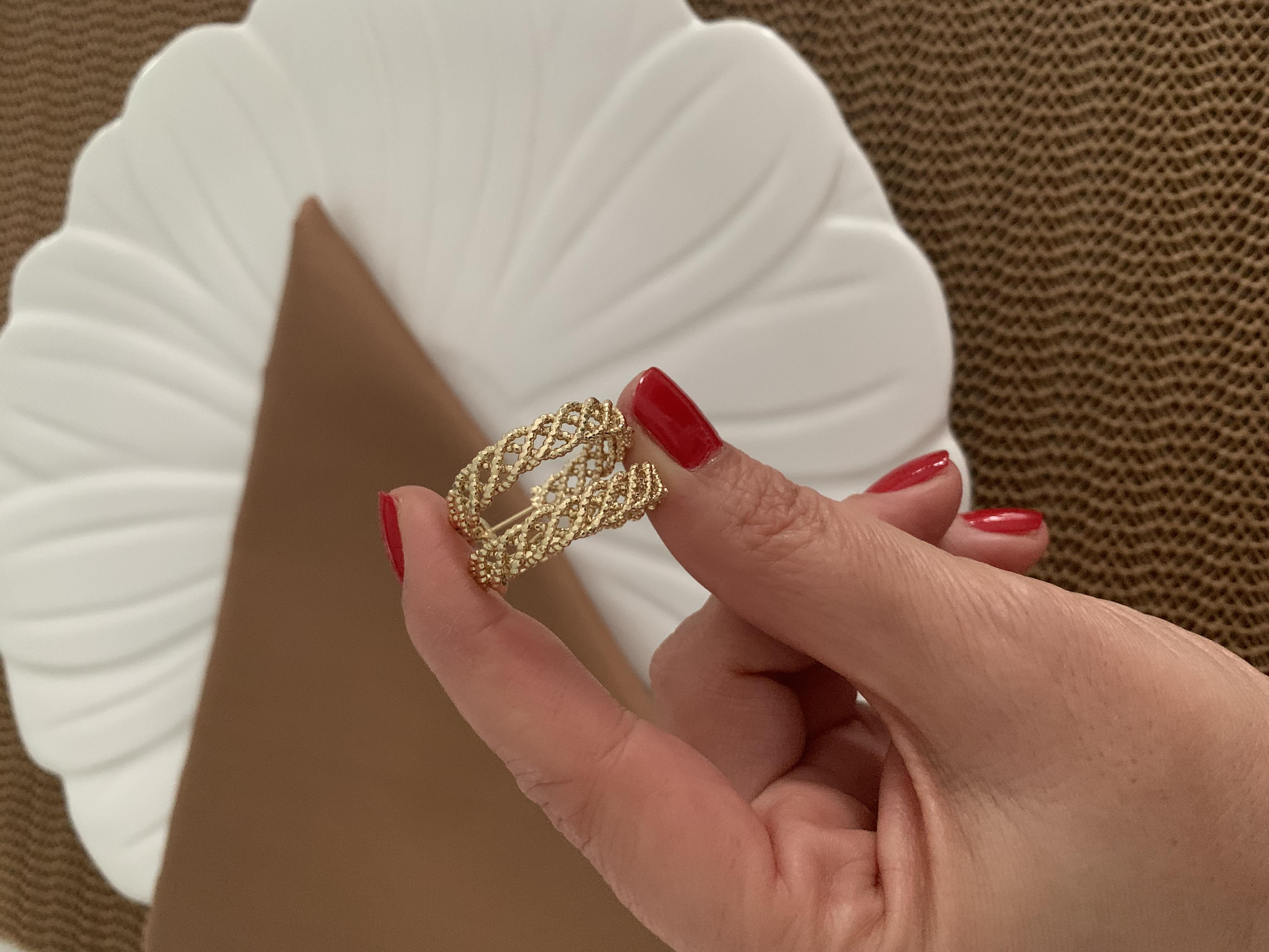 Vip Gold Pırıltılı Örgü Zincir Halka Küpe