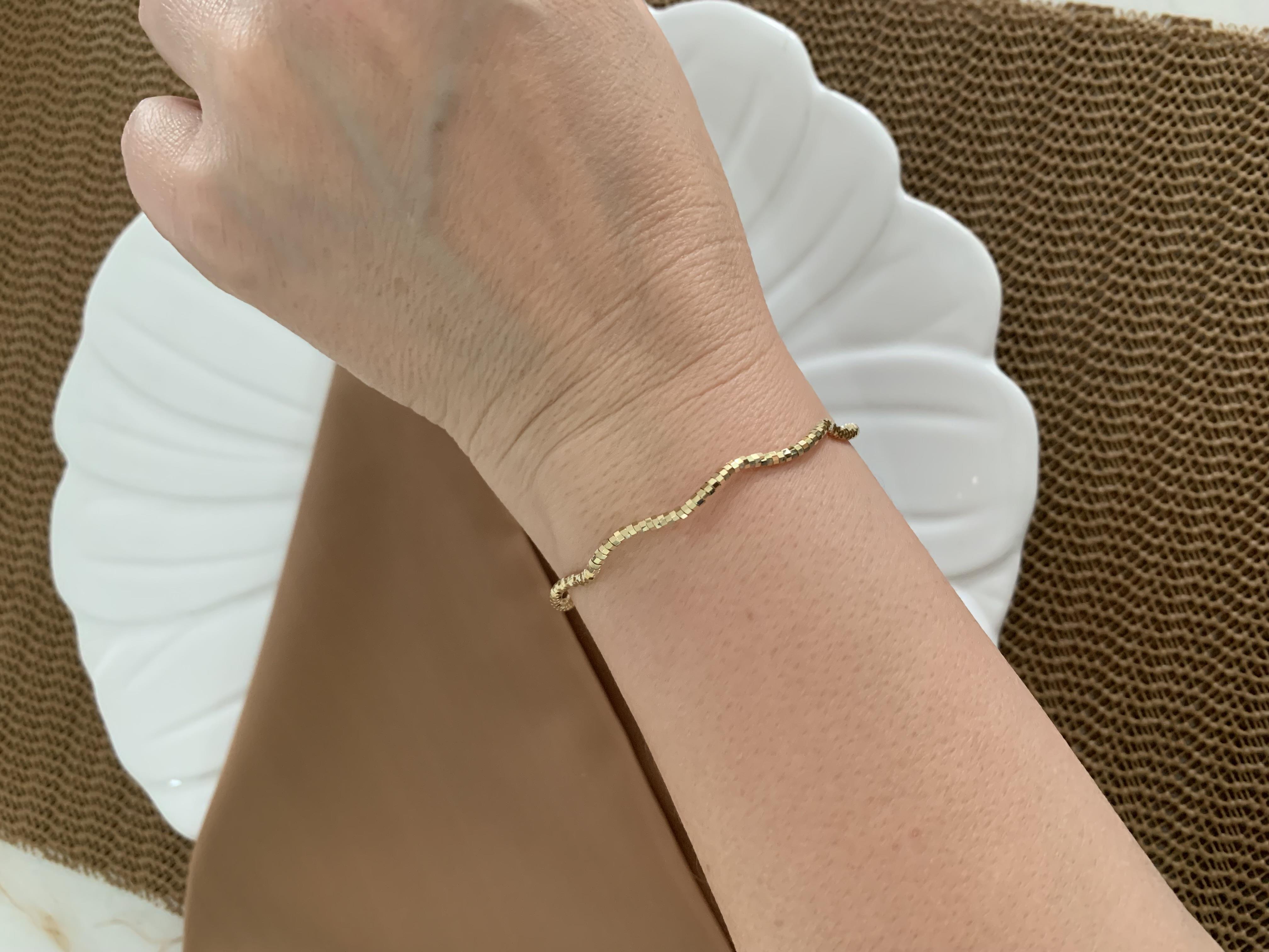 Vip Gold Pırıltılı Zikzak Bileklik