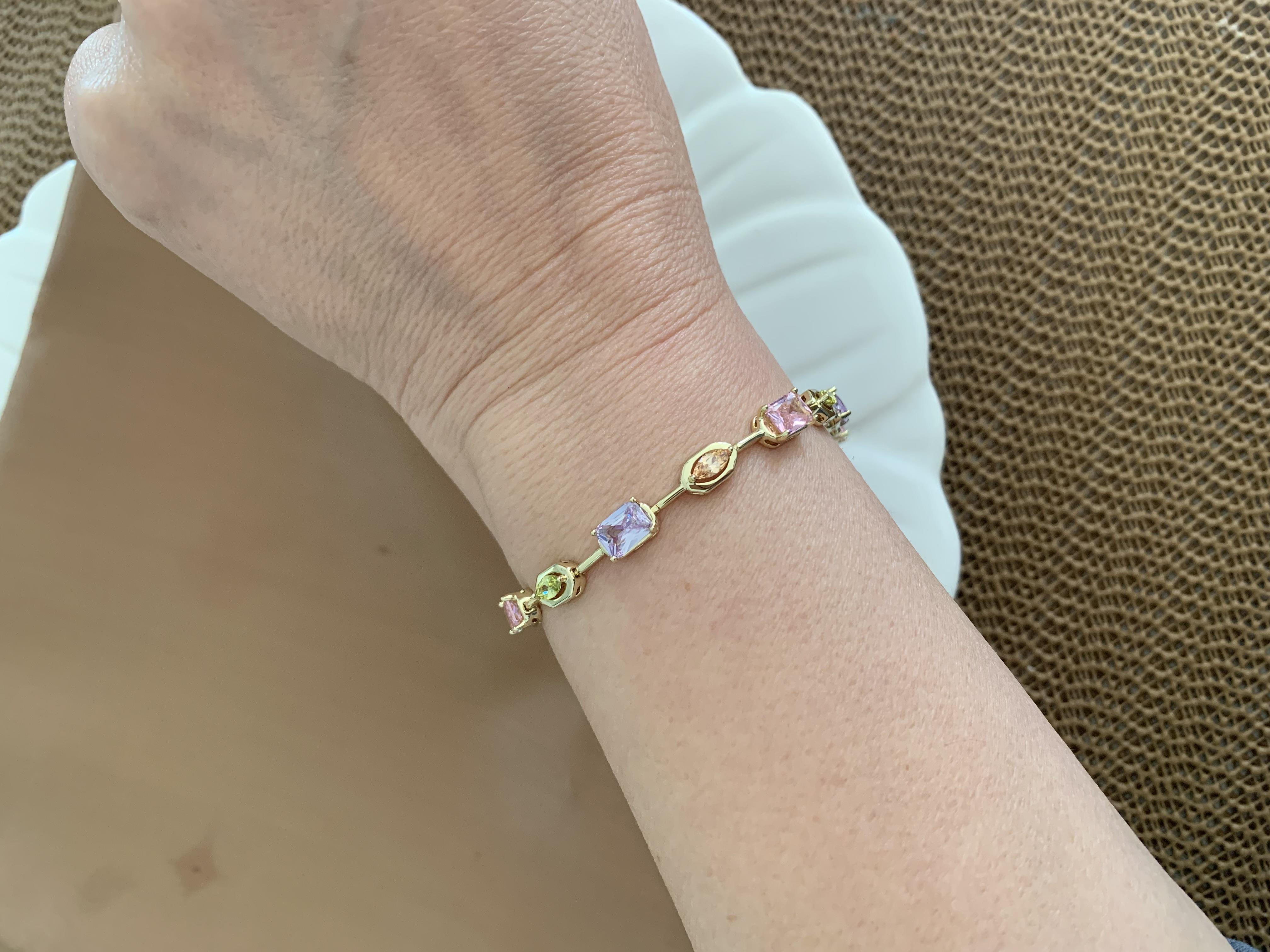 Vip Gold Renkli Dikdörtgen Baget Taş Sıralı Bileklik