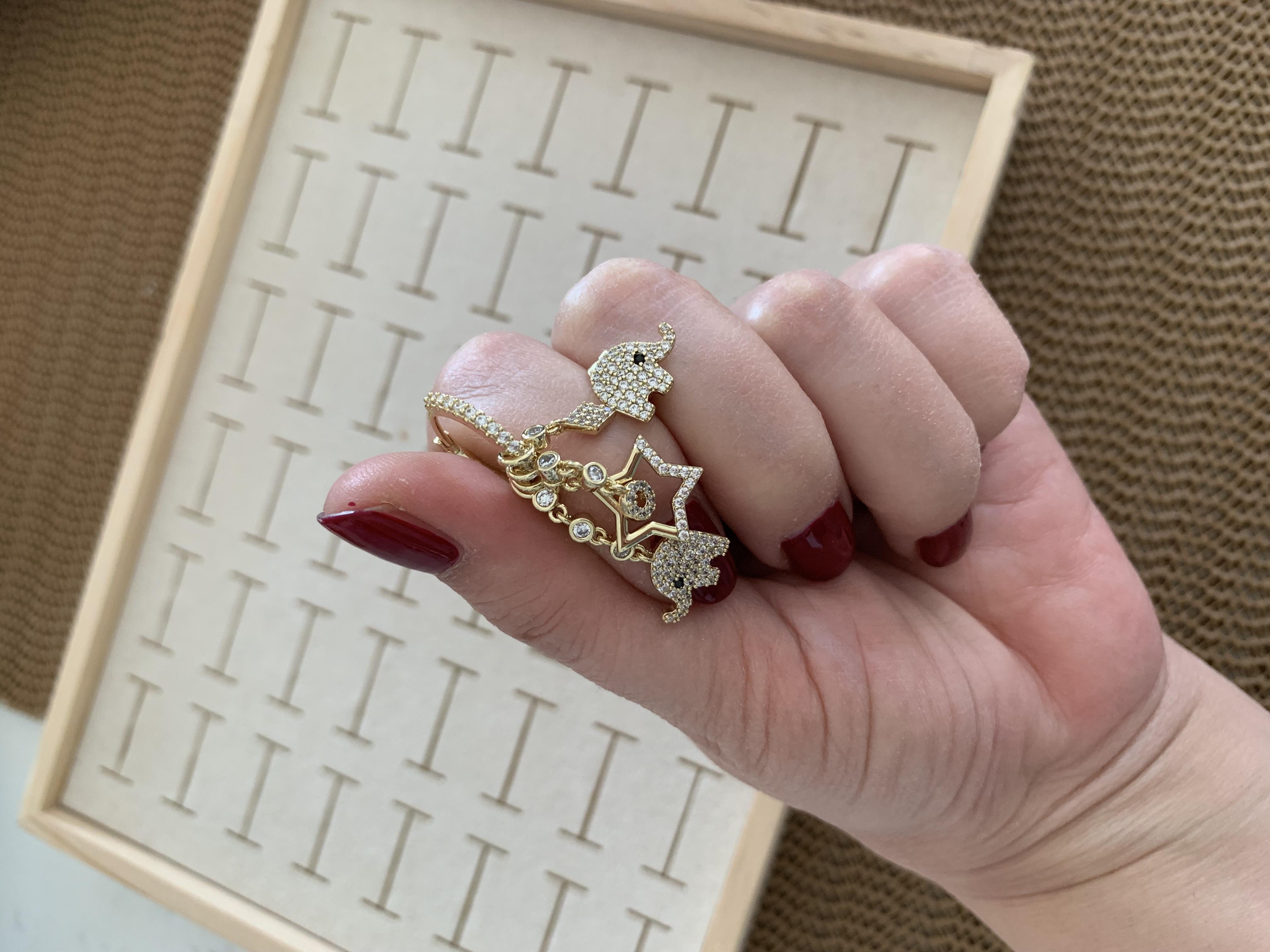 Vip Gold Zirkon Taşlı Fil Charm Tasarım Küpe