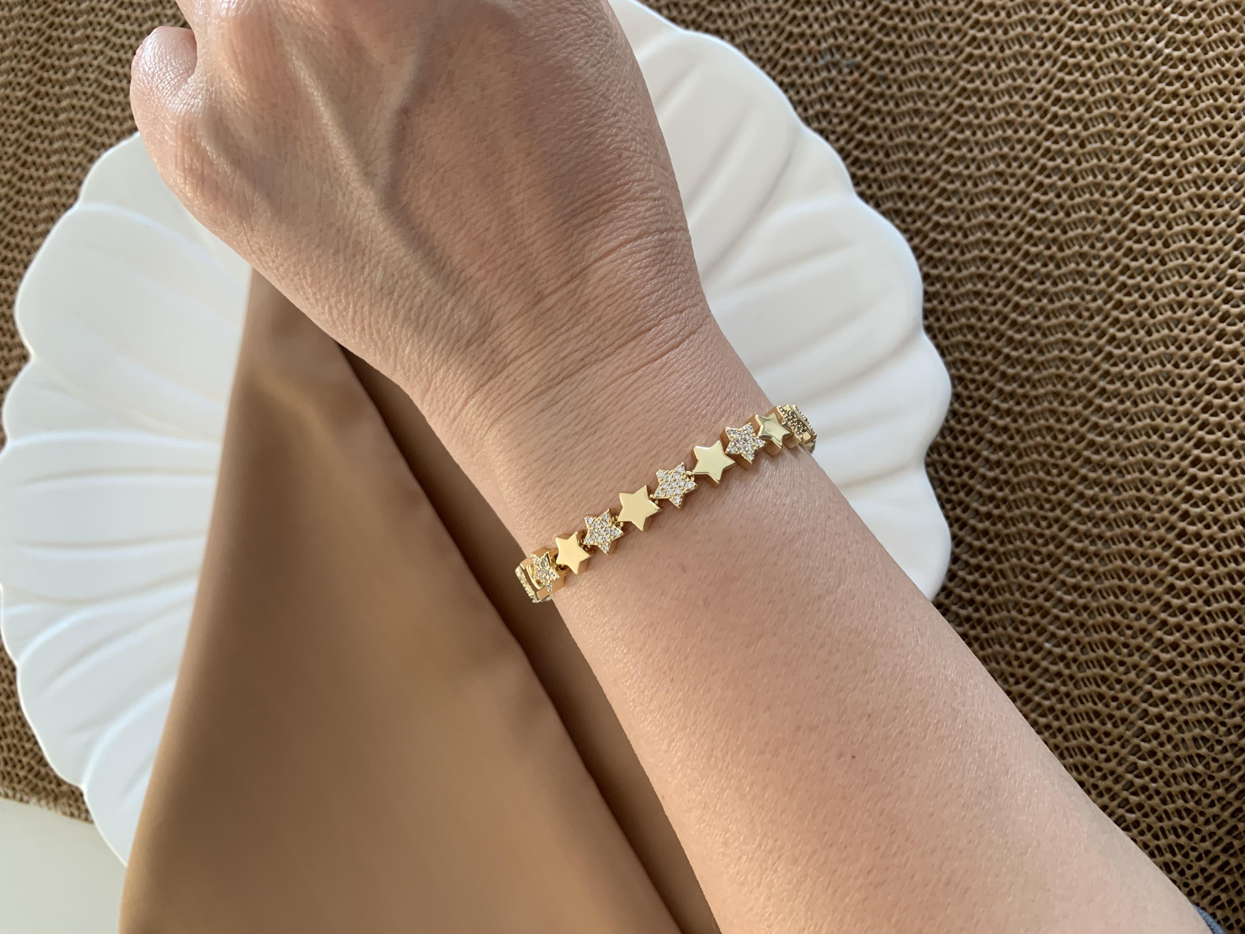 Vip Gold Zirkon Taşlı Plaka Yıldız Bileklik