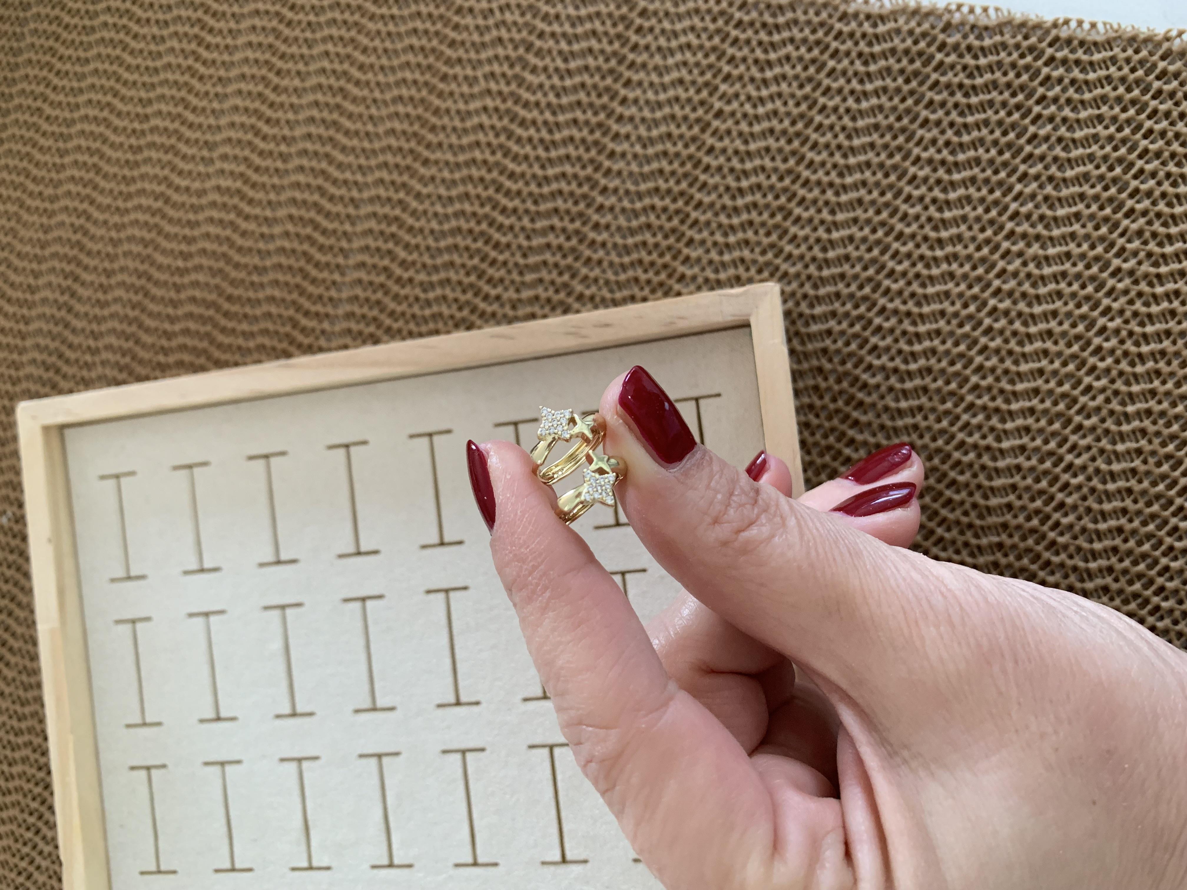 Vip Gold Zirkon Taşlı Plaka Yıldız Mini Halka Küpe