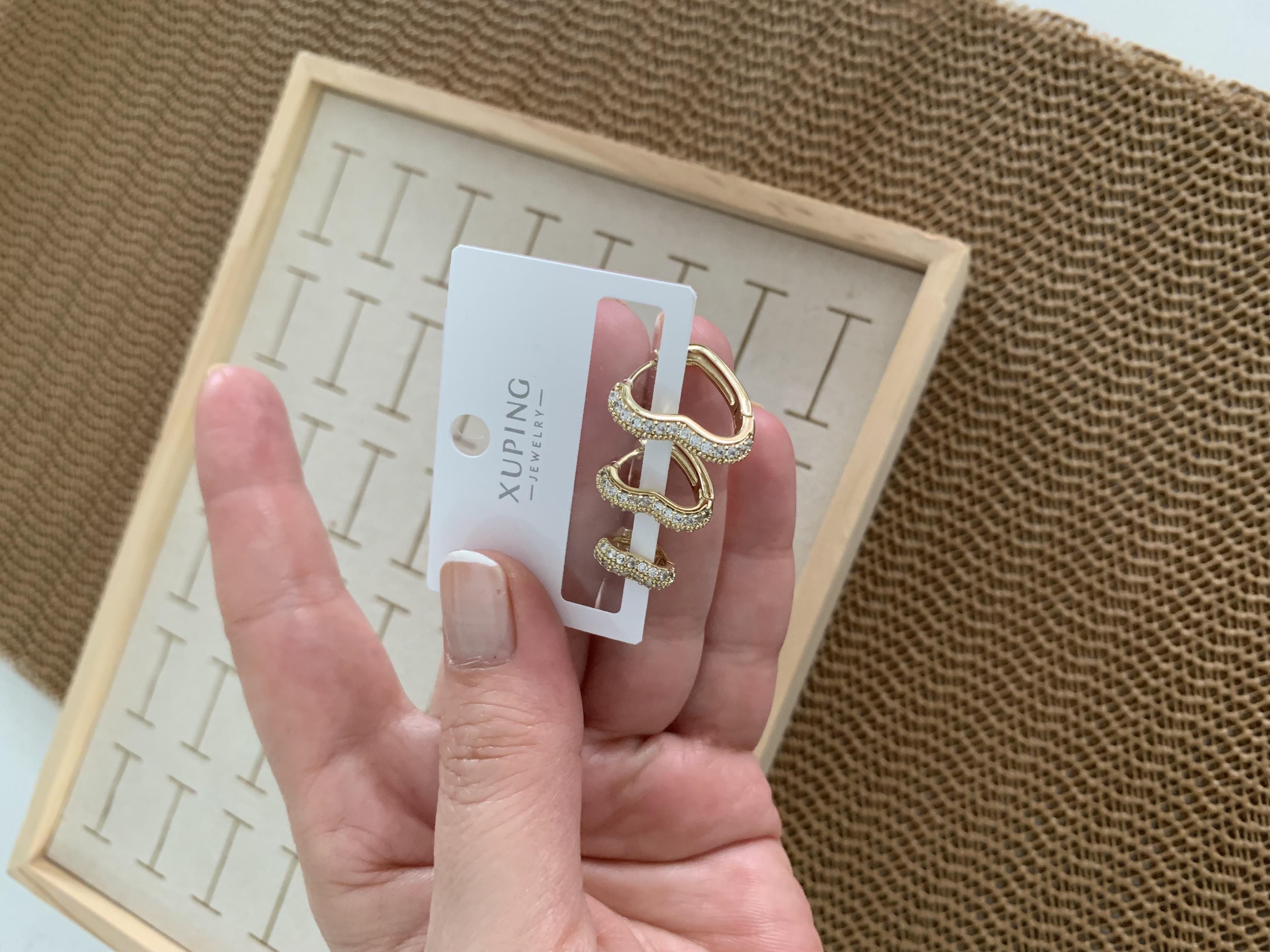 Vip Gold Zirkon Taşlı Üçlü Set Kalp Küpe