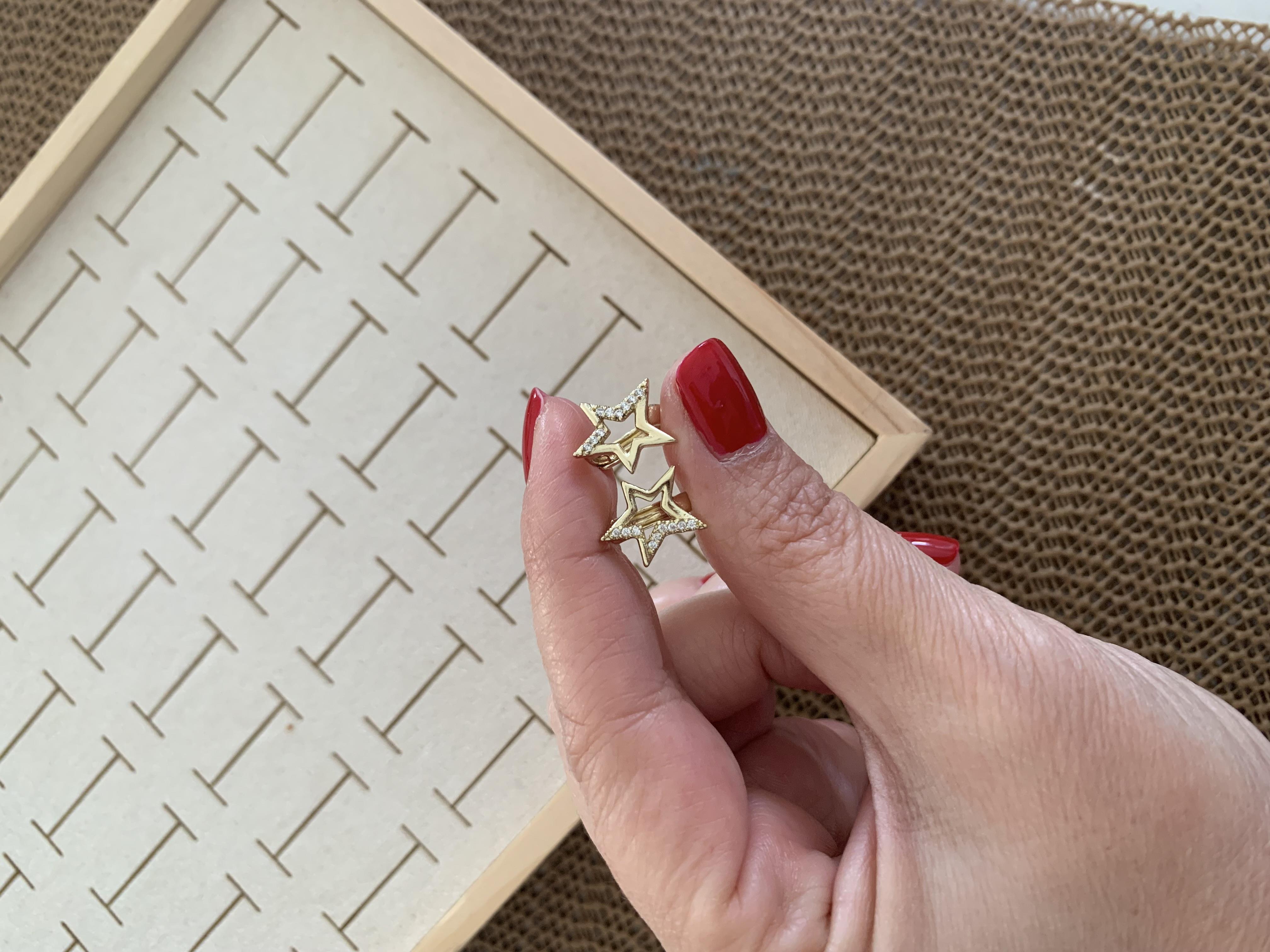 Vip Gold Zirkon Taşlı Yıldız Küçük Halka Küpe
