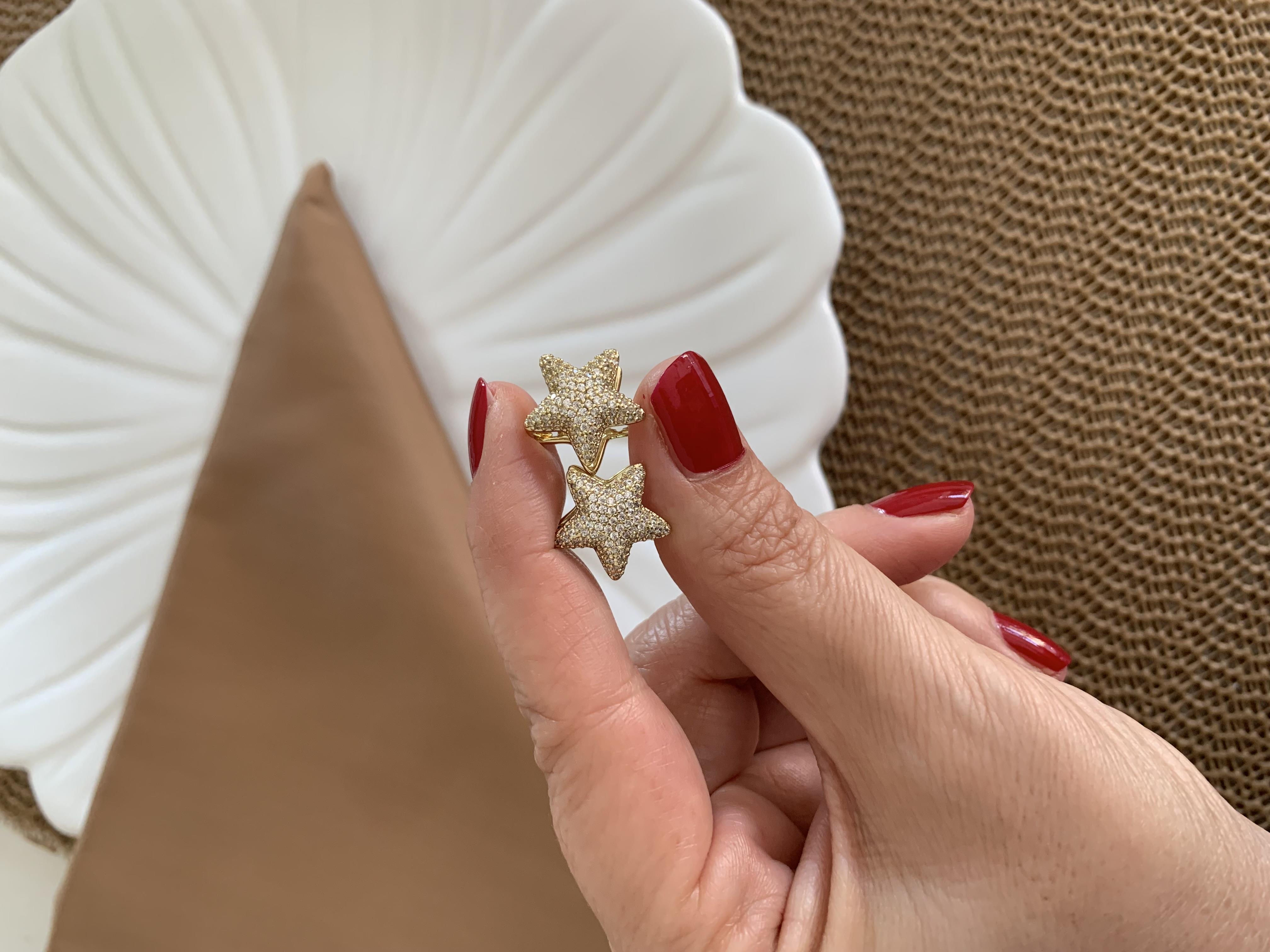 Vip Gold Zirkon Taşlı Yıldız Küpe