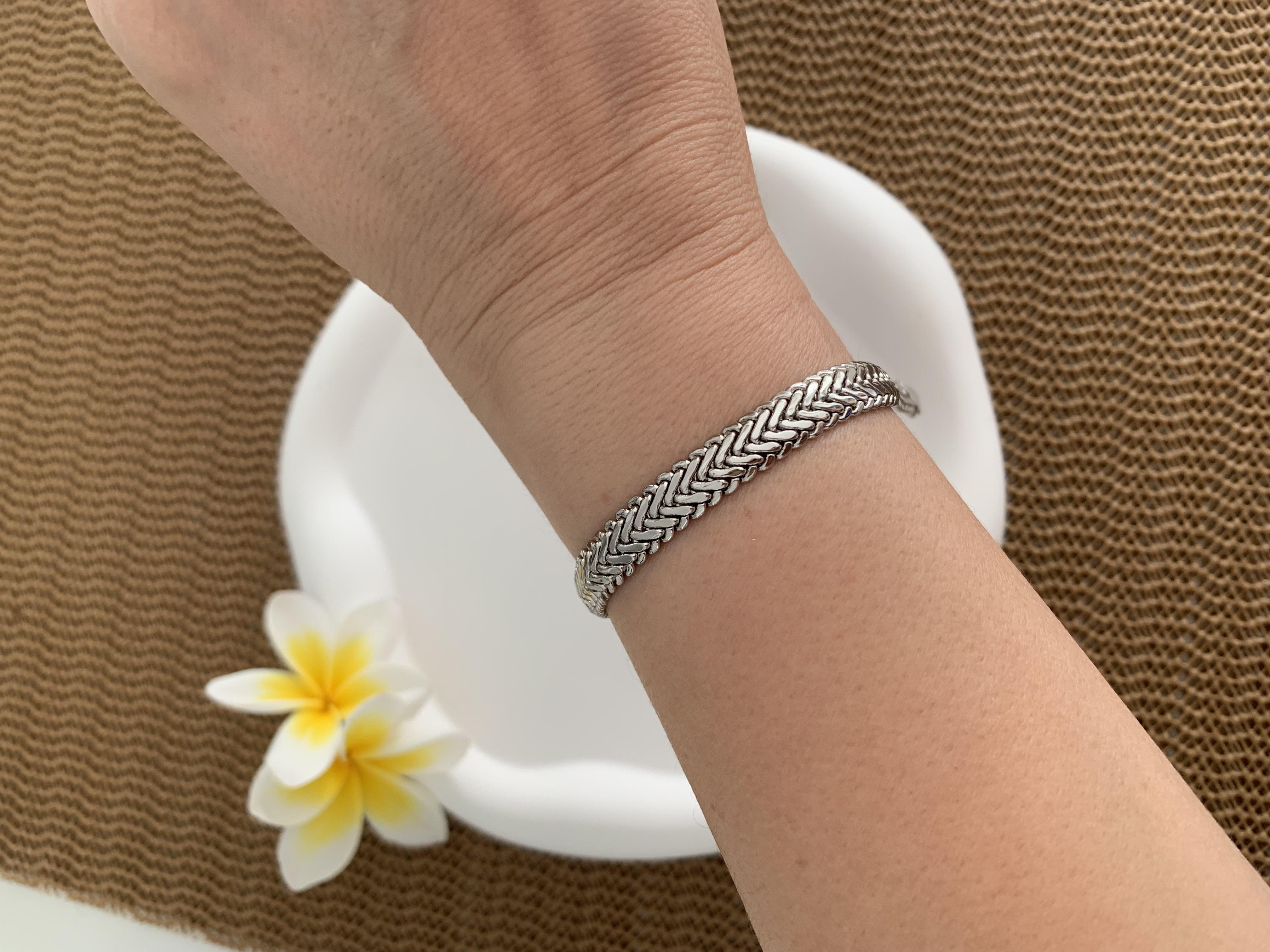 Vip Gümüş Kalın Hasır Zincir Bileklik