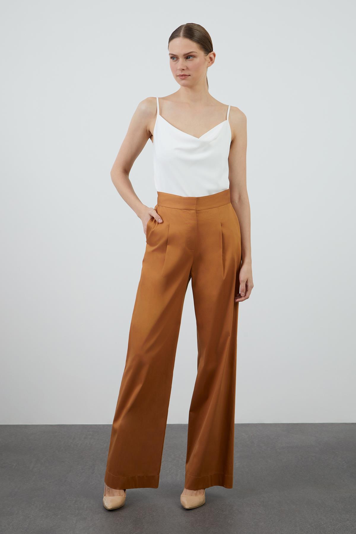 Bol Paça Poplin Beyaz Pantolon