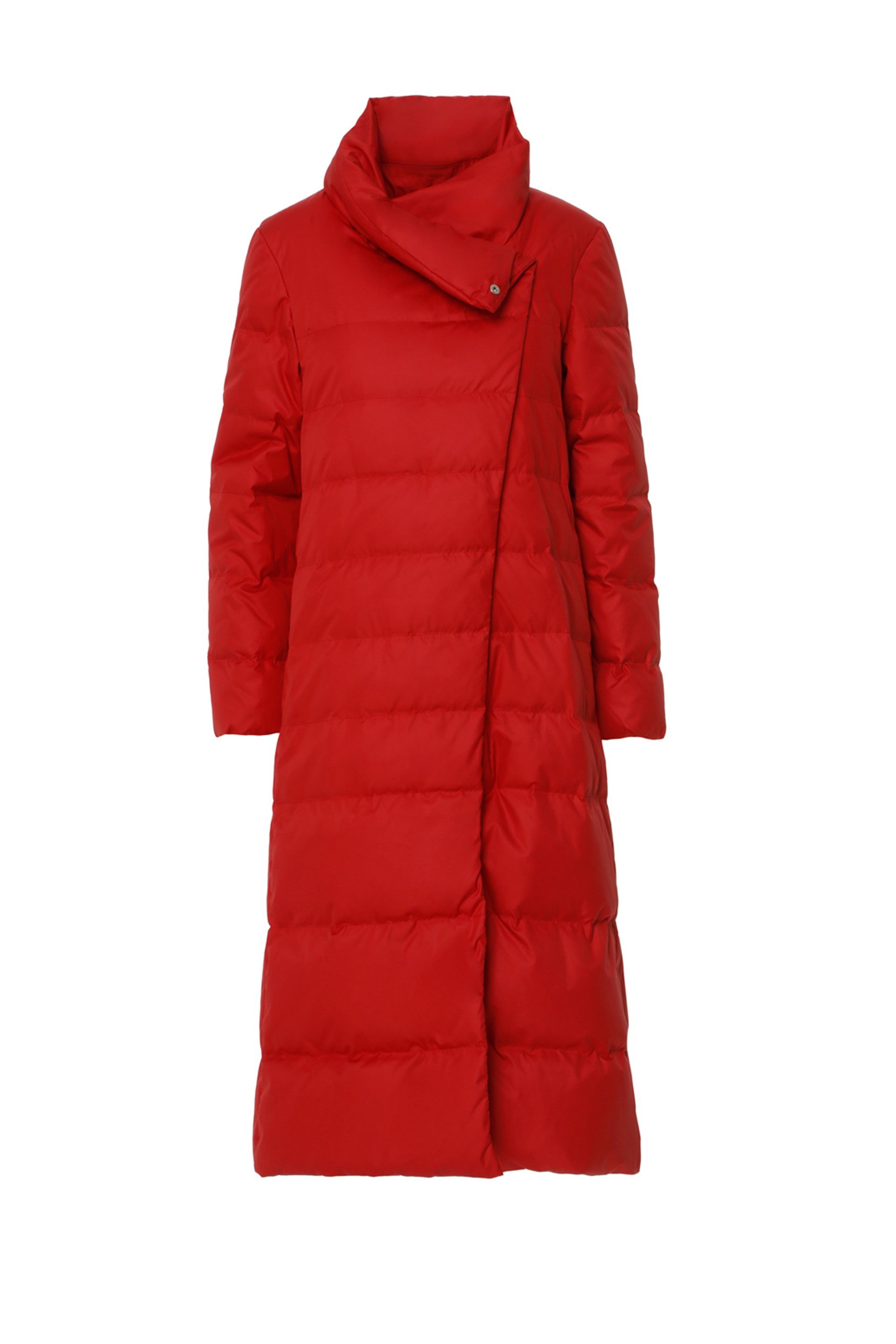 Dik Yaka Uzun Siyah Şişme Mont