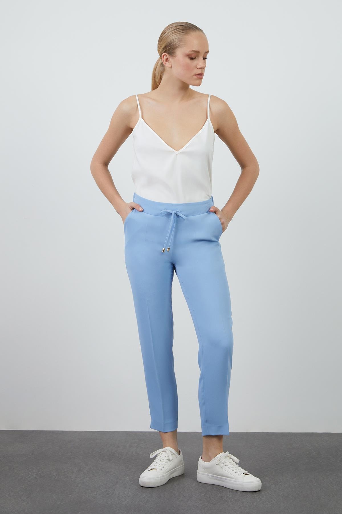 Düz Jogger Mavi Pantolon