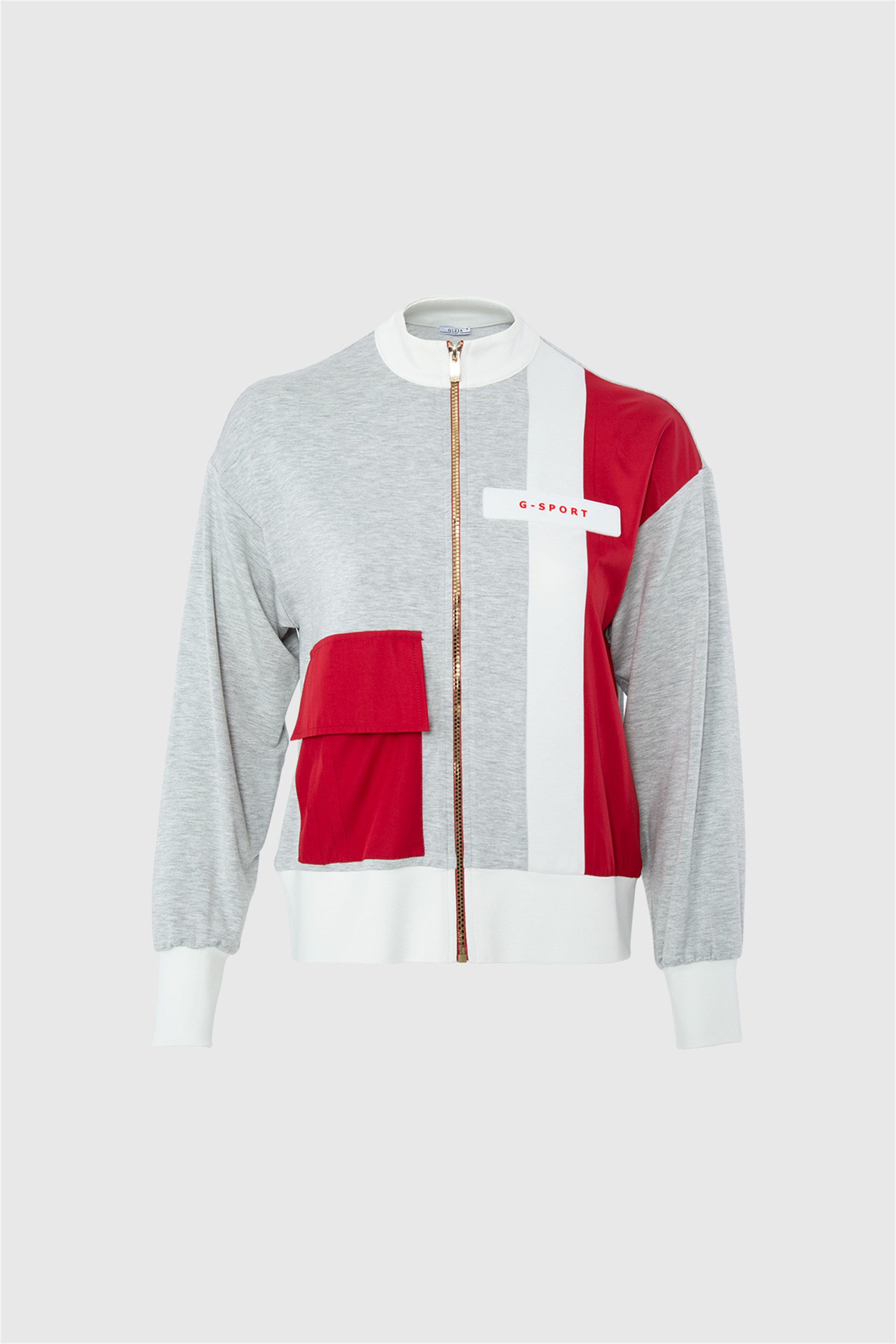 Fermuarlı Cep Detaylı Grimelanj Kırmızı Üst