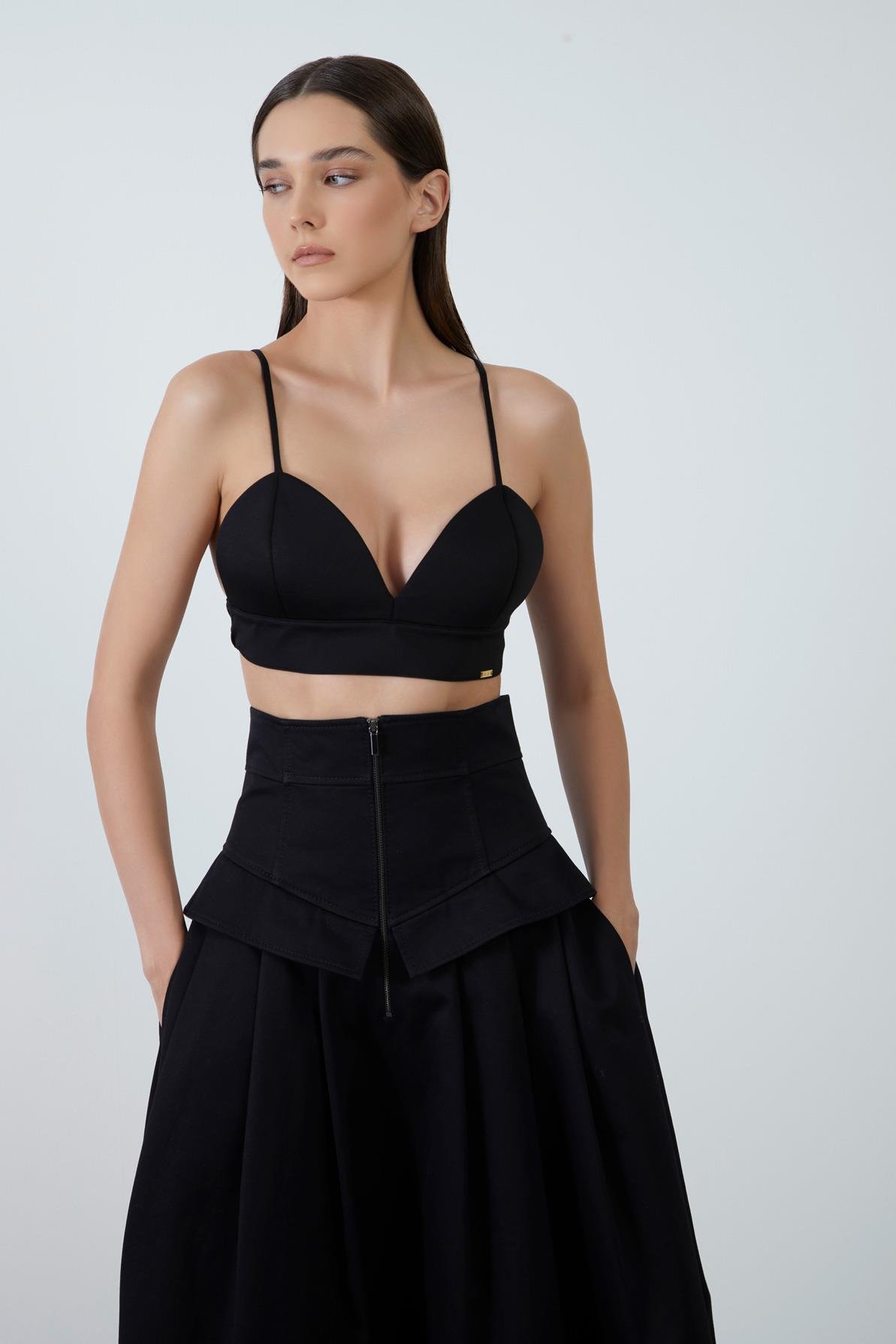 Kordon Askılı Arkası Kancalı Crop Top