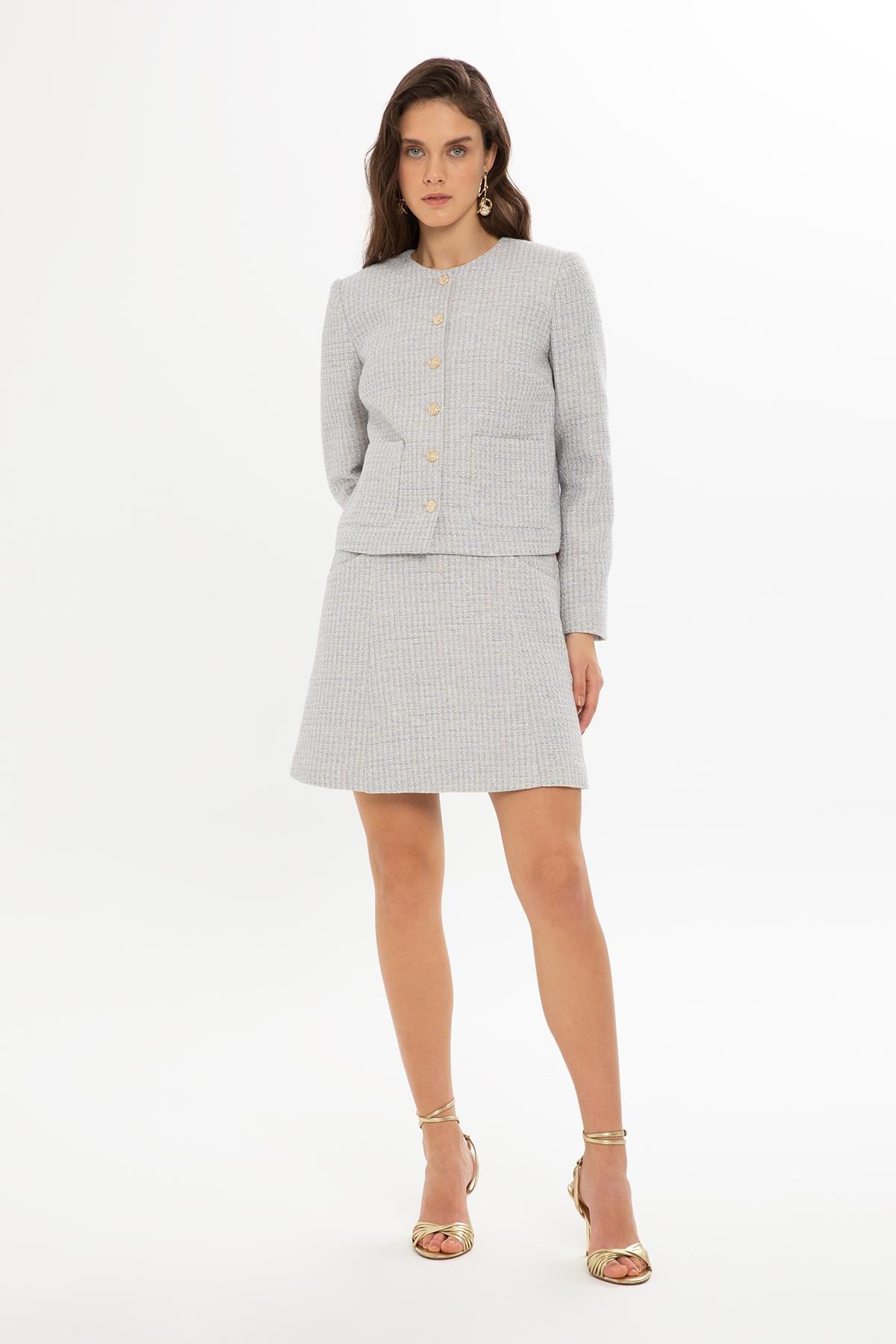 KRUVAZE KAPAMALI DÜĞMELİ CEKET