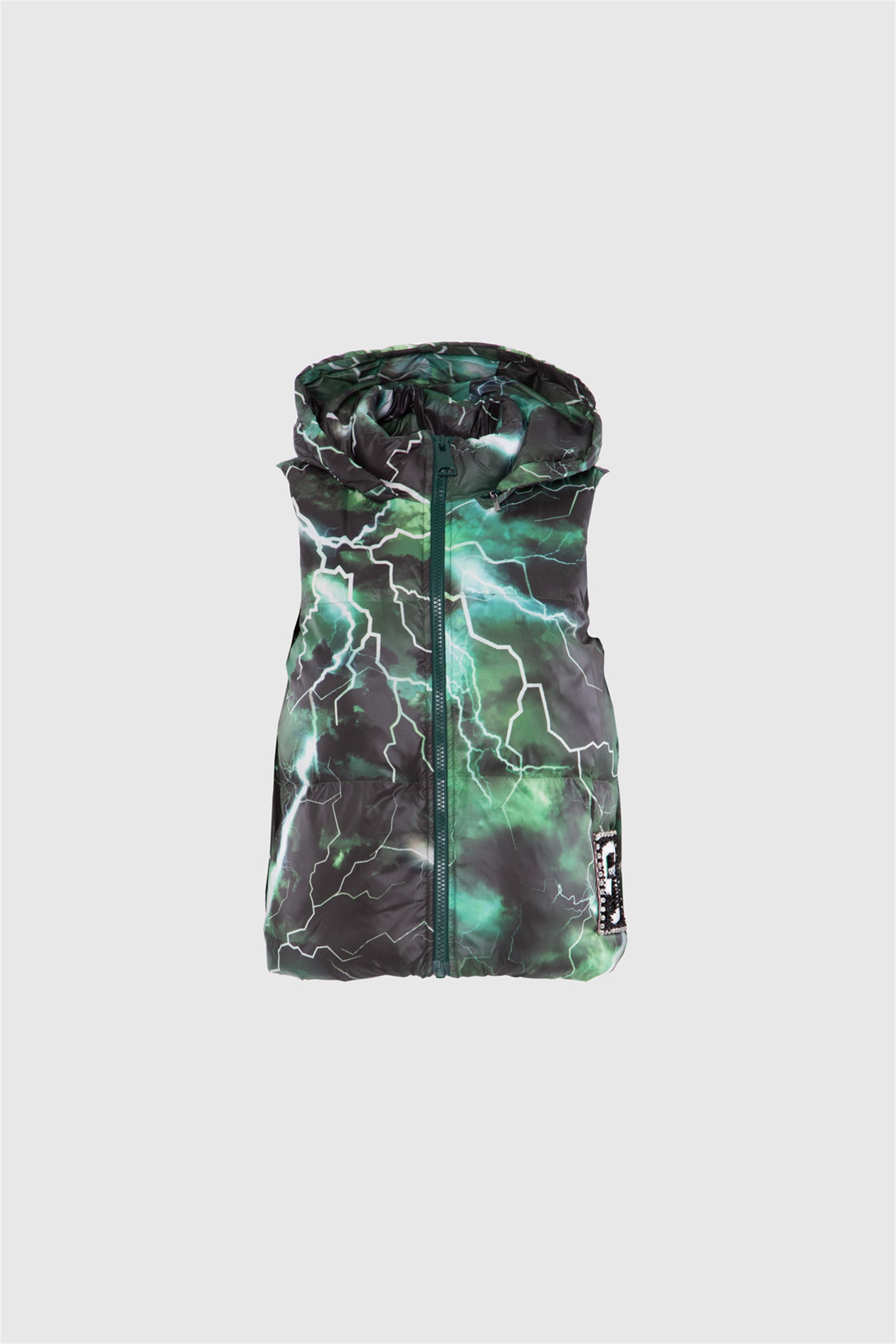 Nakış Detaylı Desenli Yeşil Şişme Yelek