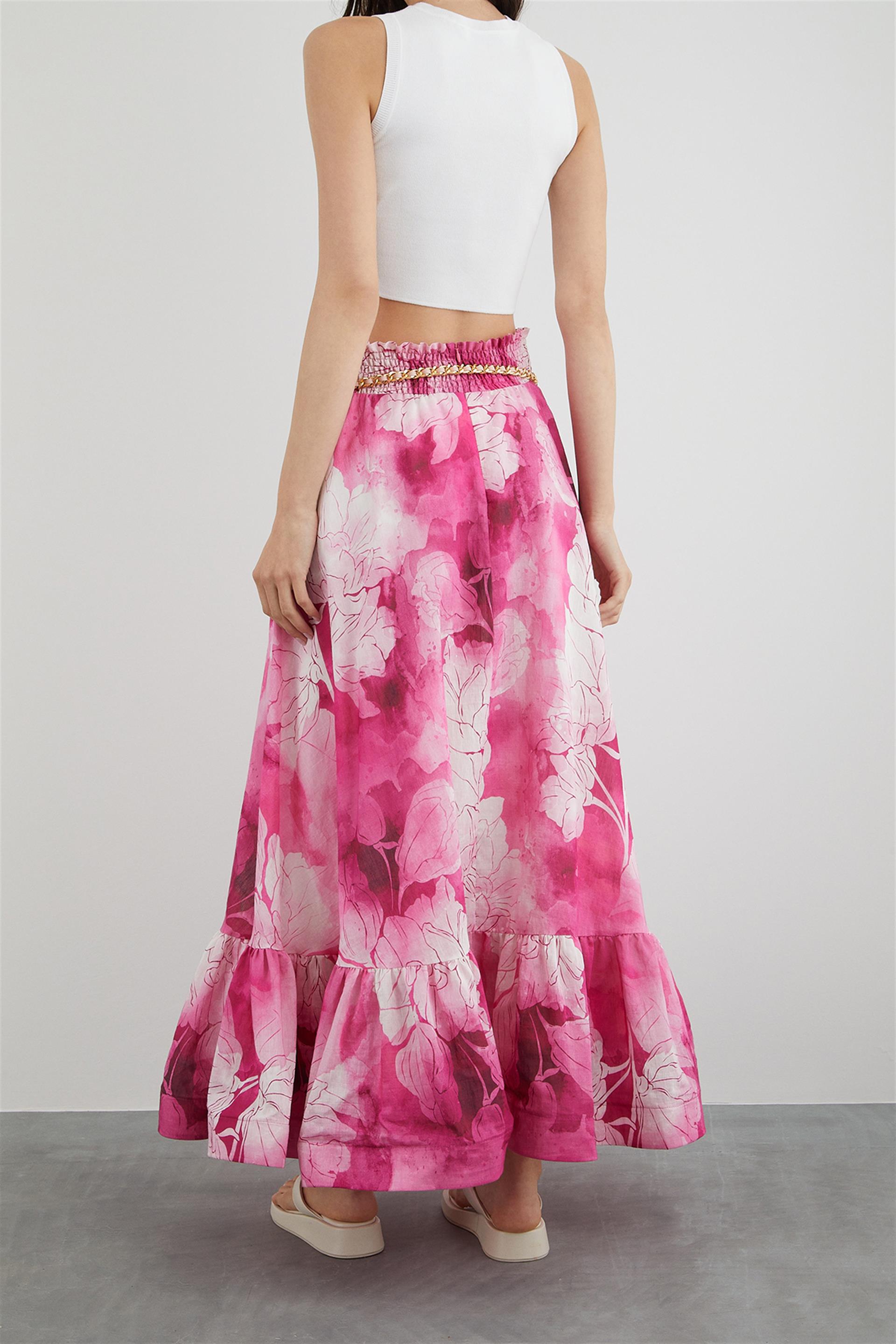 Villanelle Pink Skirt/ Pink Satin Skirt/ Pink Pleated Skirt/ Pink Skirt  With Lining/ Luxury Pink Skirt/ Hidden Zipper Skirt/ Skirt With Belt -   Canada