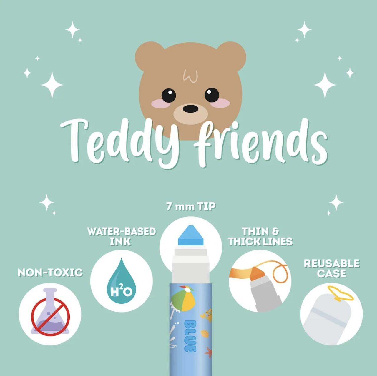 Legami Mini Fosforlu Kalem Seti 6lı Teddy Friends