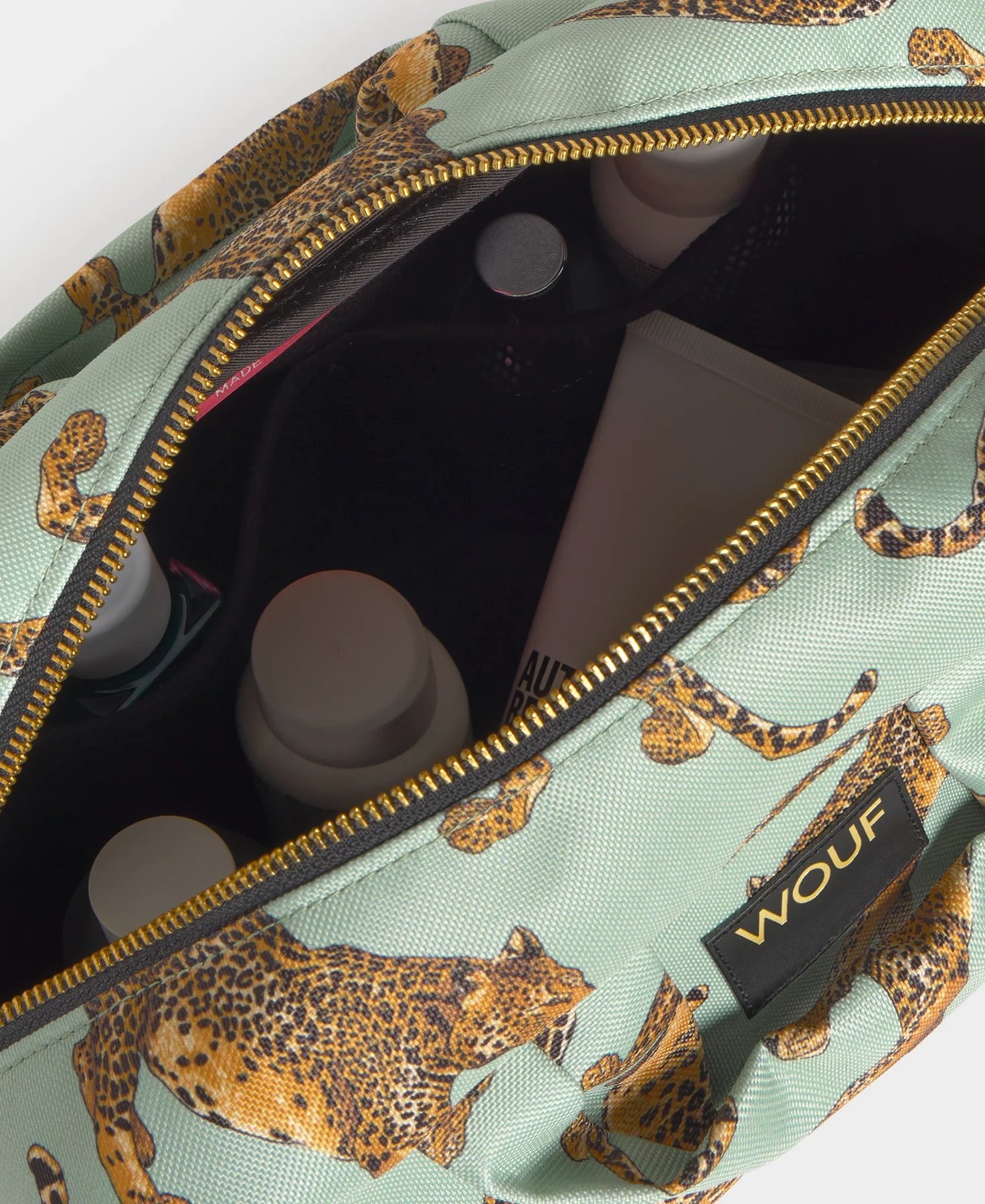 Wouf Makyaj Çantası Large Toiletry Bag Emerald Leopard
