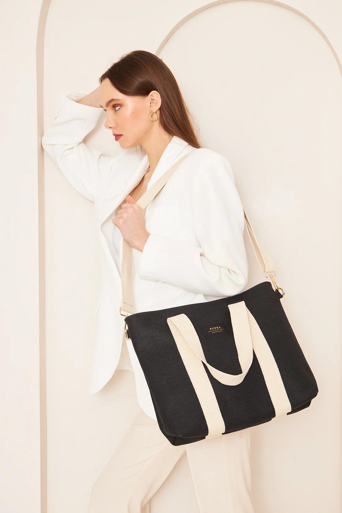 Pupba Omuz Çantası Yaga Large Tote Bag Siyah