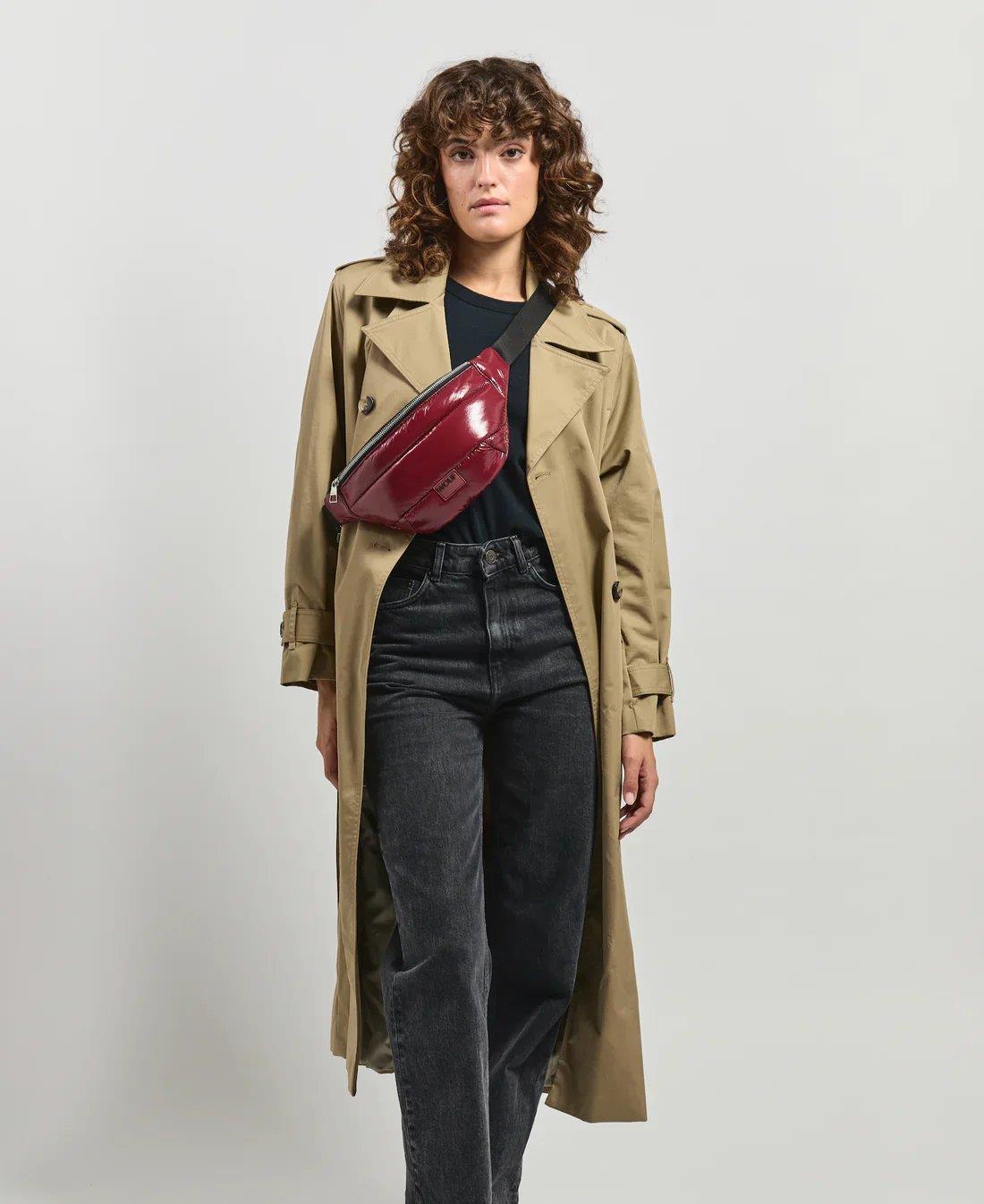 Wouf Bel Çantası Waist Bag Quilted Burgundy Glossy