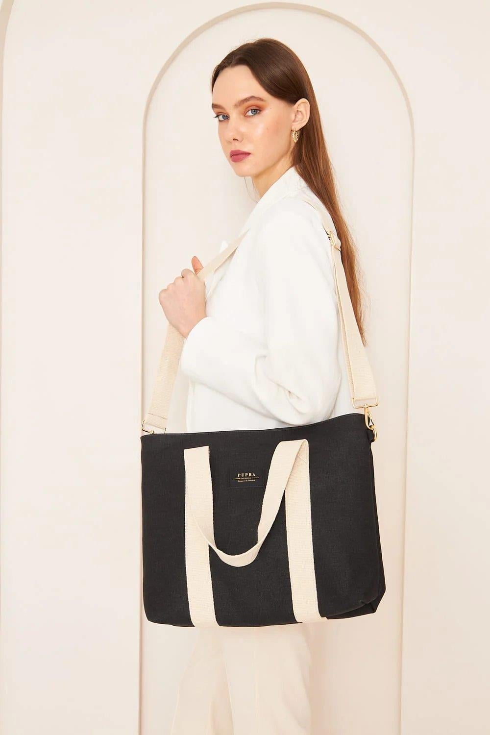 Pupba Omuz Çantası Yaga Large Tote Bag Siyah