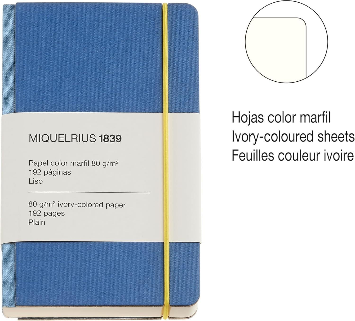 Miquelrius Notebook 1839 - Retro Sert Kapak Çizgisiz Defter Mavi 