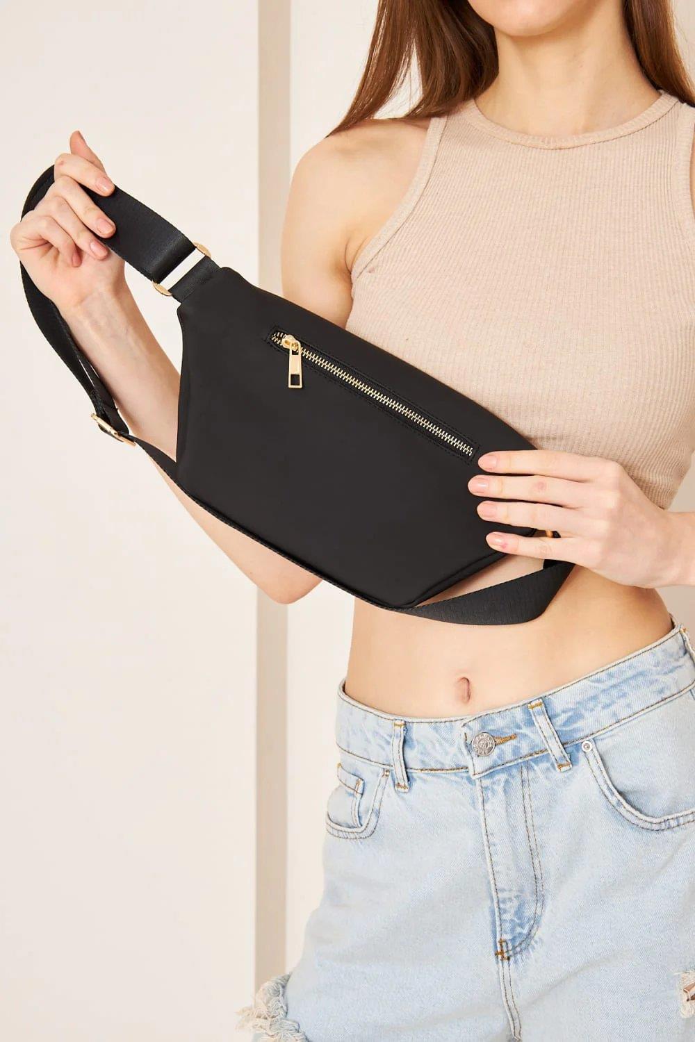 Pupba Bel Çantası Mojo X Deri Siyah Altın