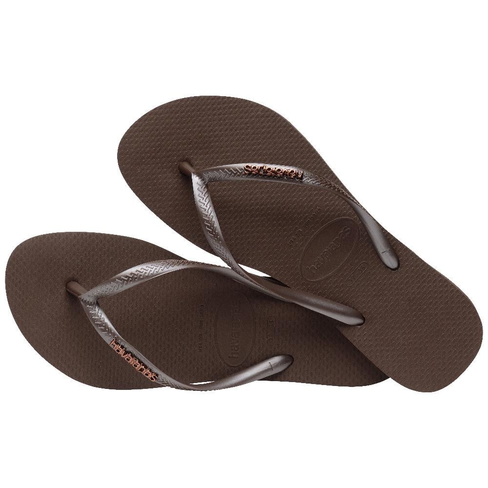 Havaianas Parmakarası Terlik Slim Logo Metallic Dark Brown