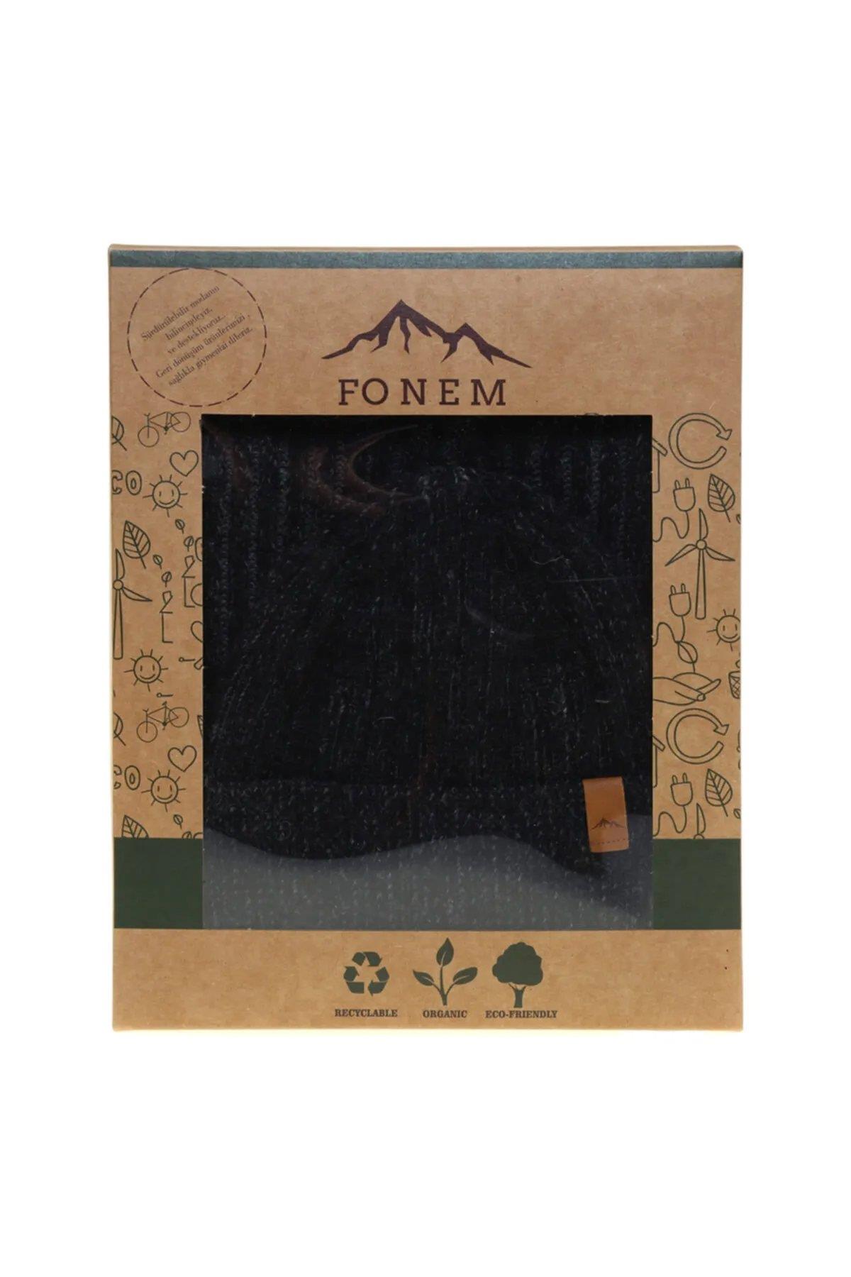 Unisex Atkı, Bere Takımı 2li Set Slice Siyah