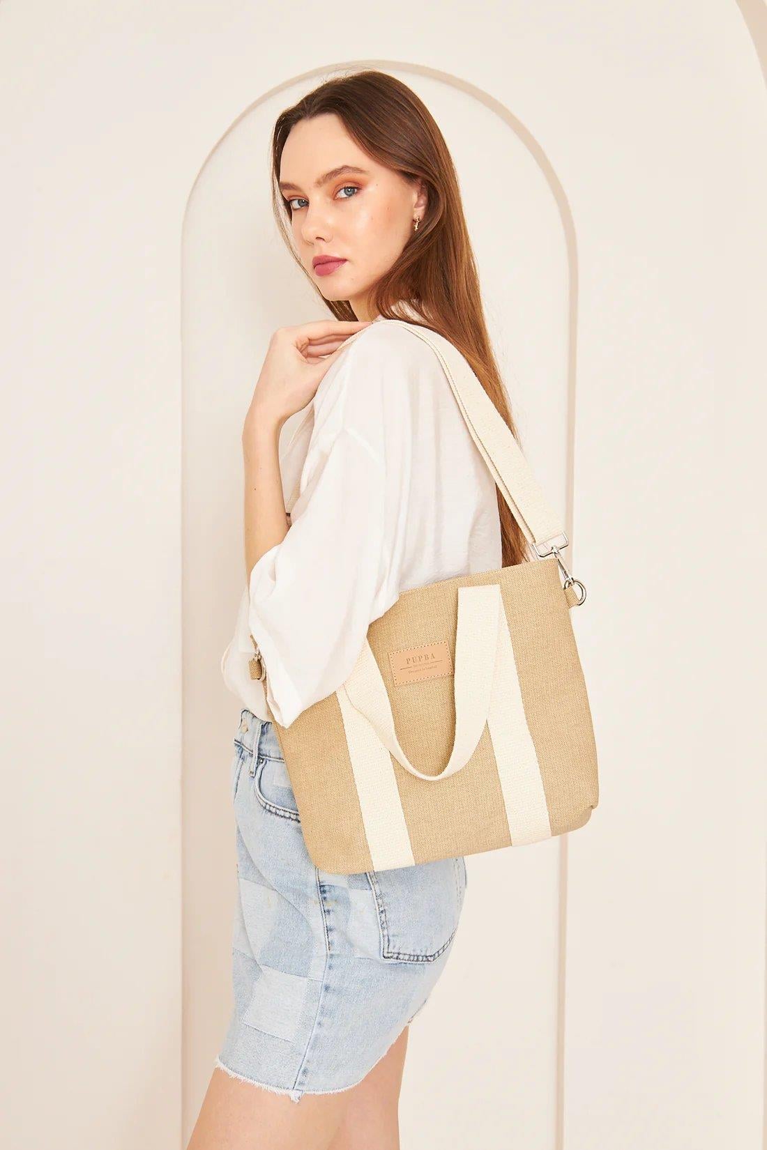 Pupba Omuz Çantası Yaga Tote Bag Taba