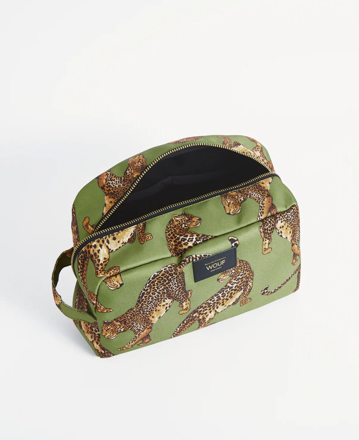 Wouf Makyaj Çantası Large Toiletry Bag Daily Olive Leopard