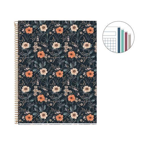 Miquelrius A4 Spiralli Kareli Defter Çiçekler