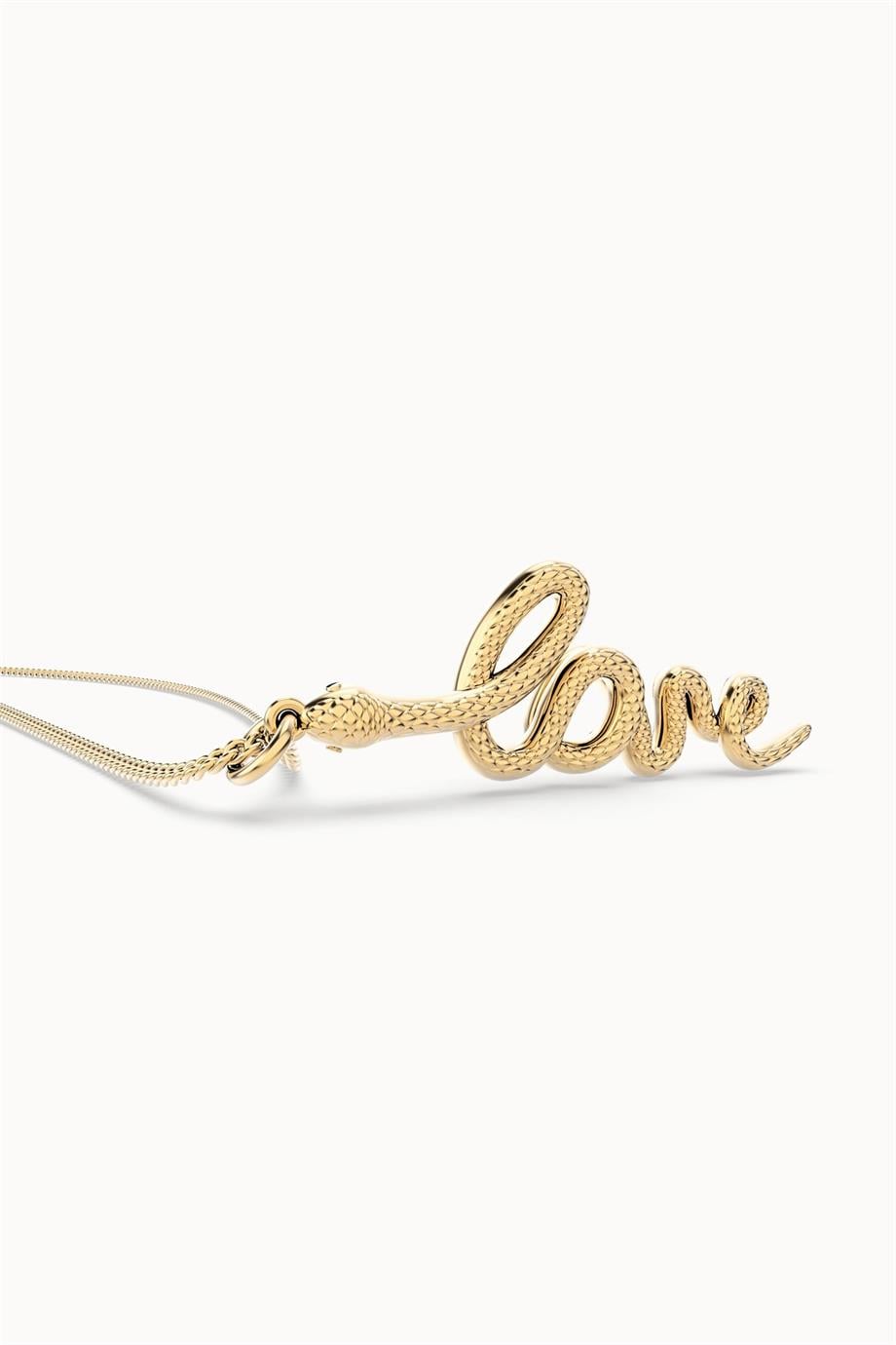 Chocli 18 Ayar Altın Kaplama Kolye Love Snake