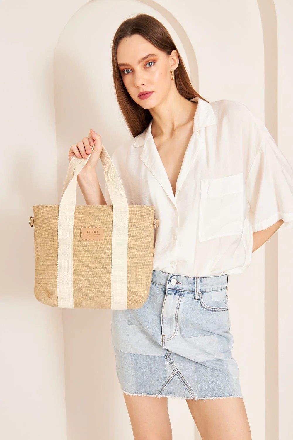 Pupba Omuz Çantası Yaga Tote Bag Taba